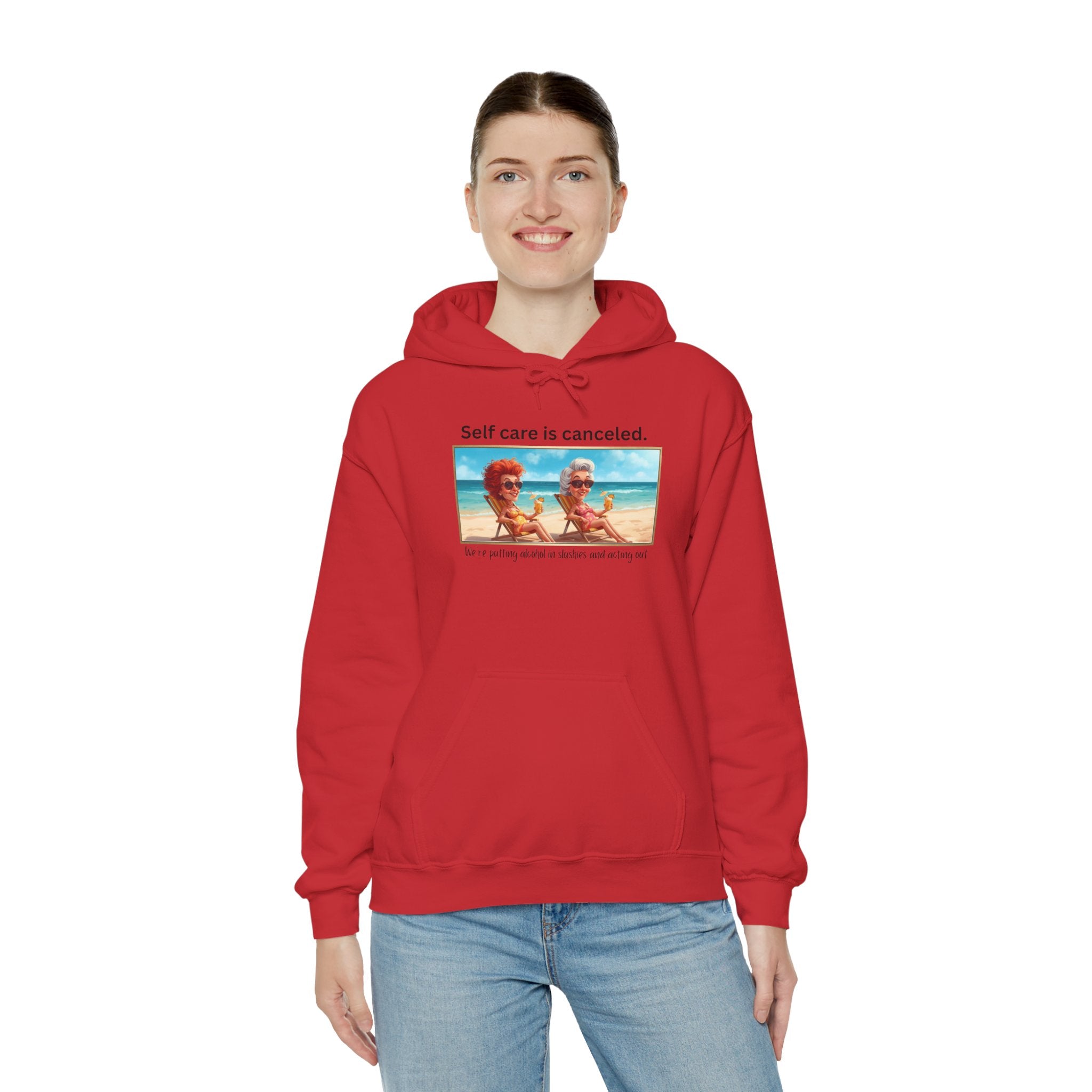 Hoodie — "Self care is canceled." Beach Vintage Photo Pullover
