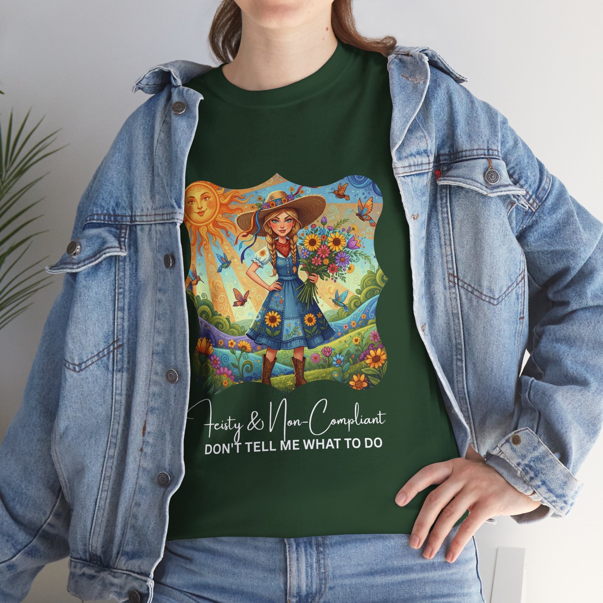 Summer Sunflower Scarecrow T-Shirt — "Don't Tell Me What To Do" Graphic Tee