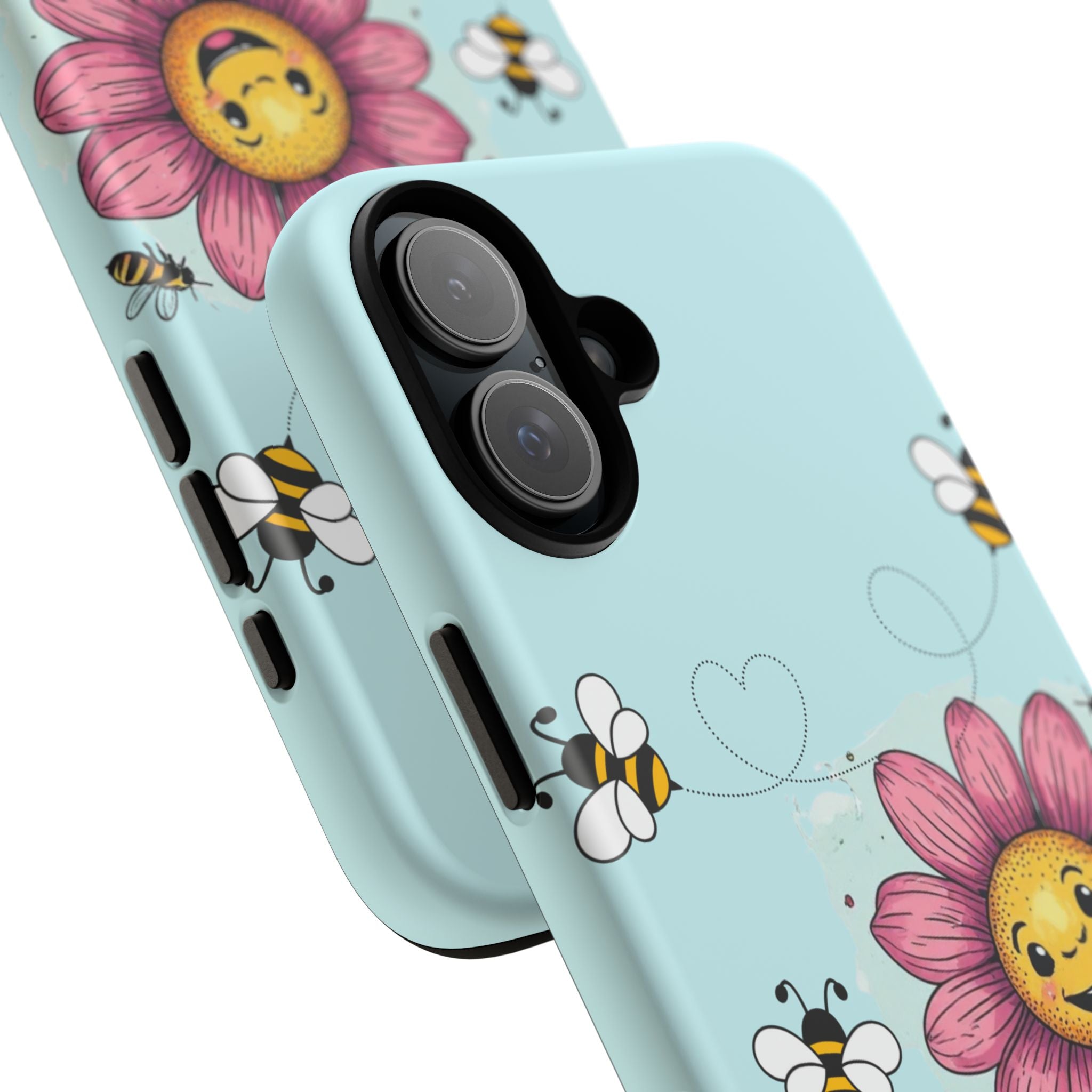 Cute Bee & Smiley Flower Phone Case — Floral Garden Protective Cover