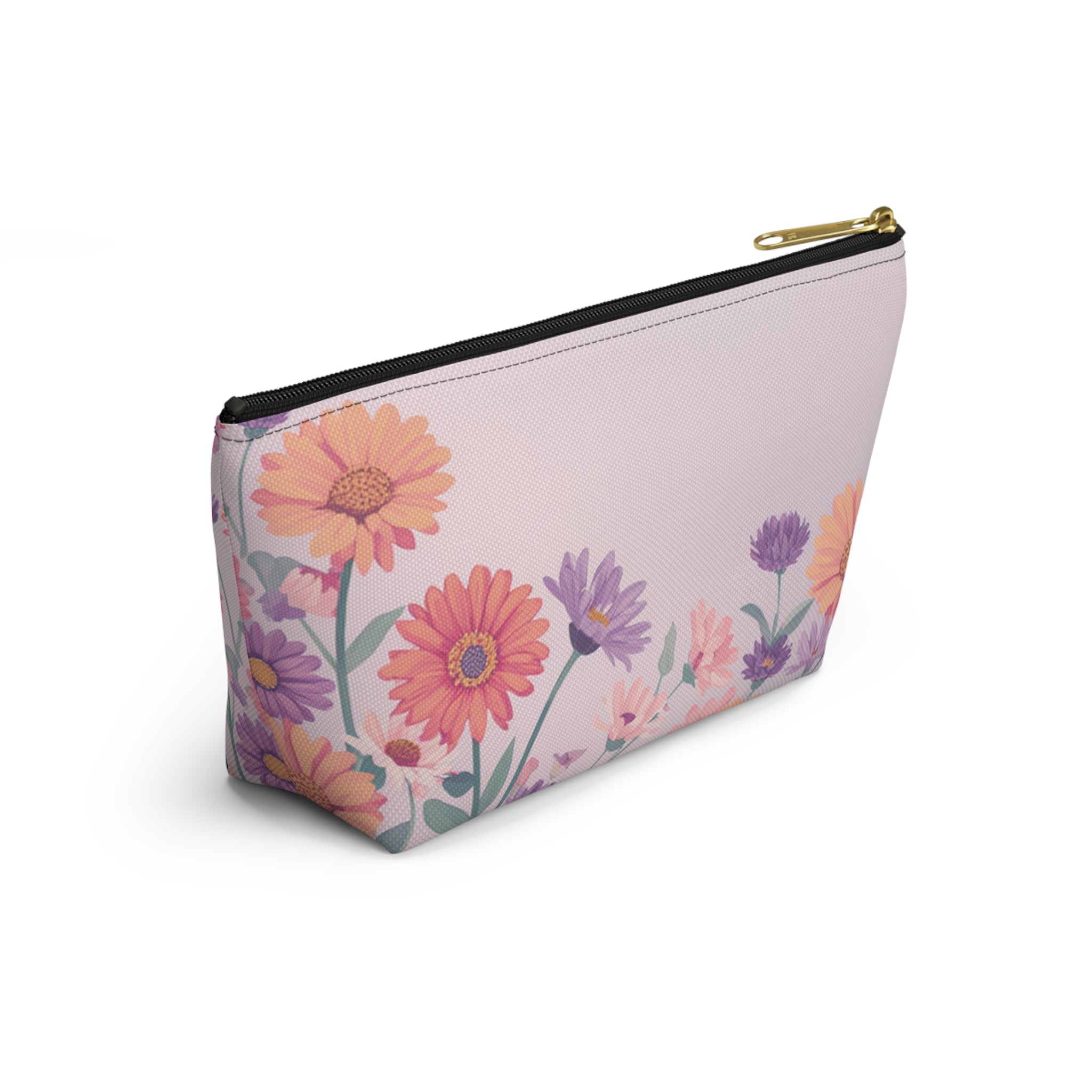 Frog in Bloom "Momma's Garden Bag" Floral Accessory Pouch — Cute Zippered Bag with T‑Bottom