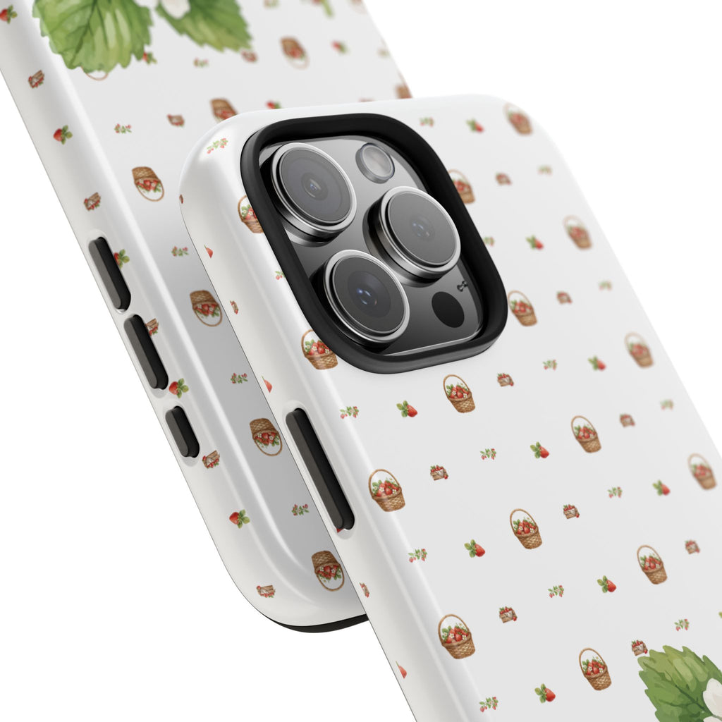 Strawberry Pattern Tough Phone Case — Vintage Botanical Fruit Design
