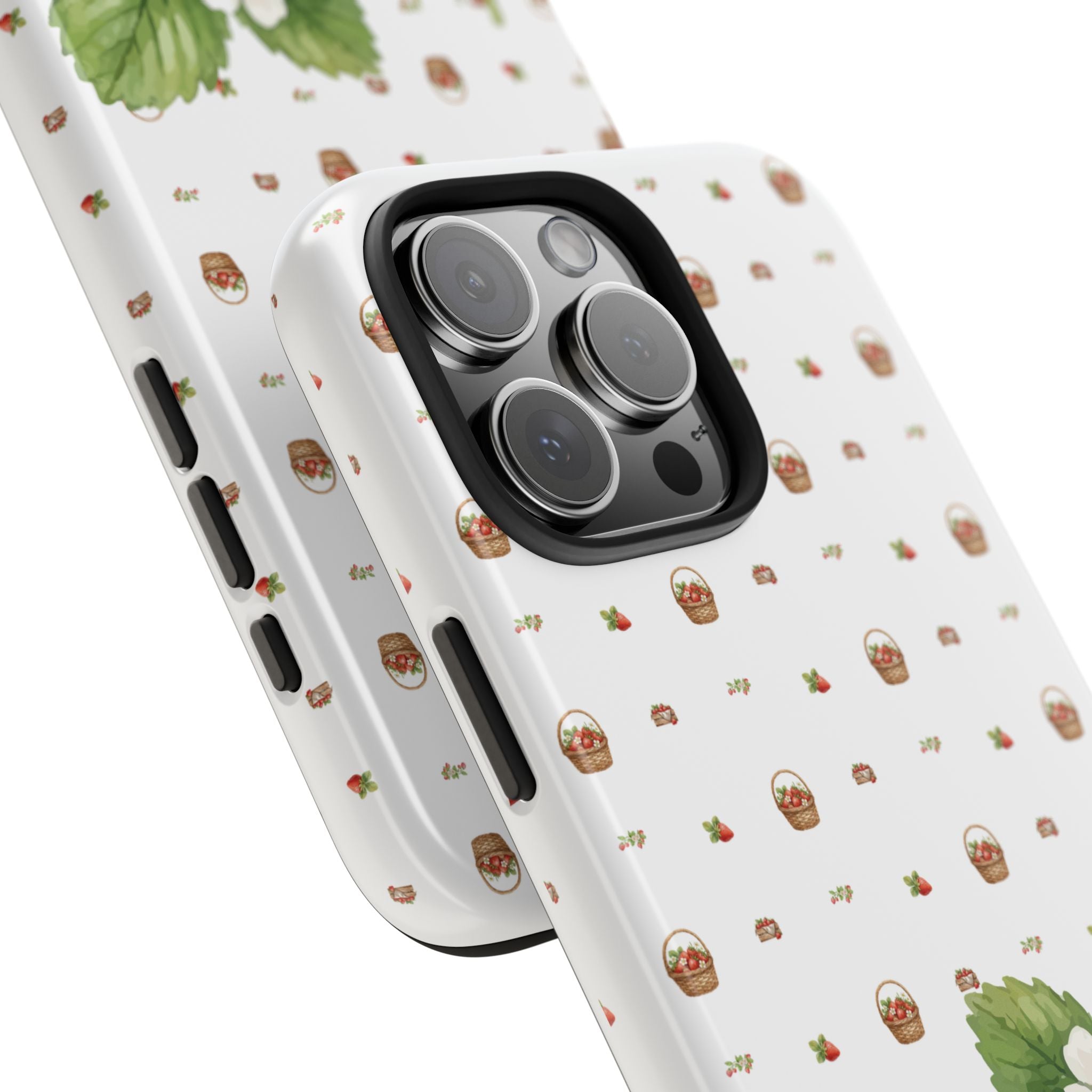 Strawberry Pattern Tough Phone Case — Vintage Botanical Fruit Design