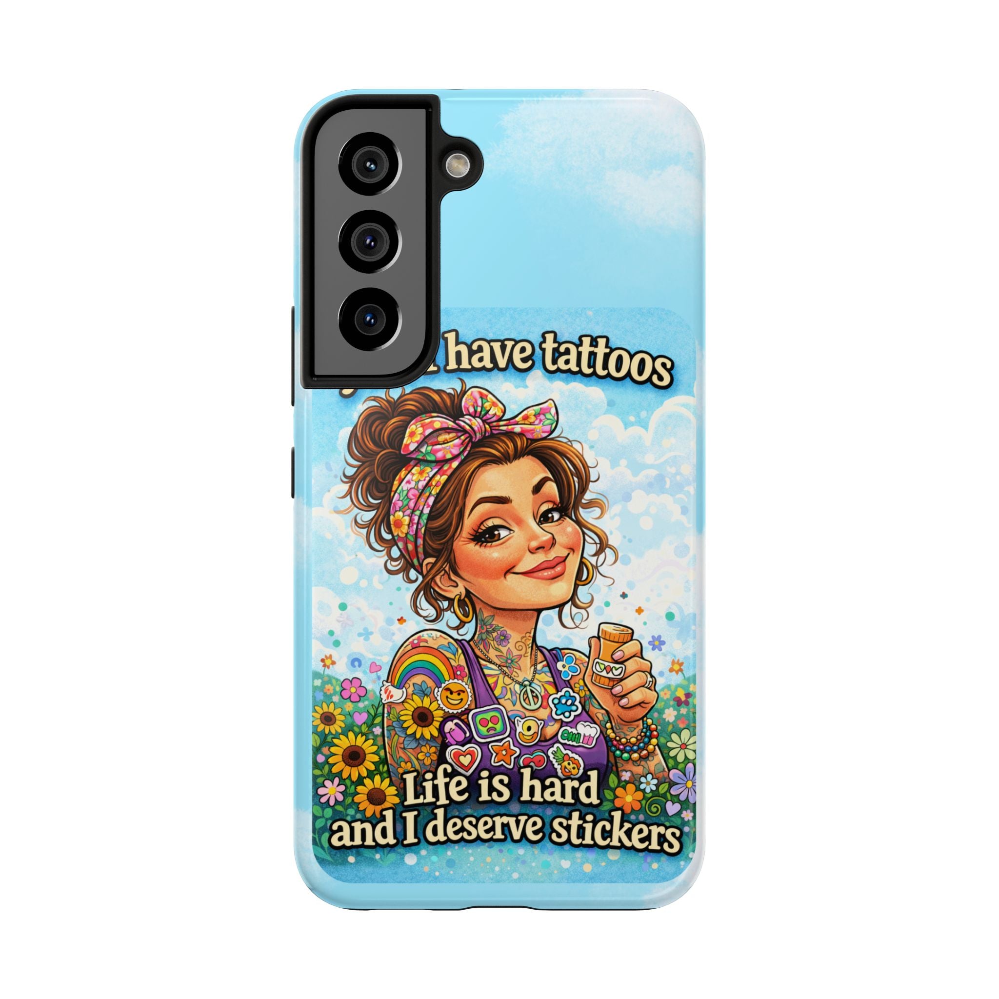 Phone Case — “Yes, I Have Tattoos” Floral Sticker-Loving Protective Case