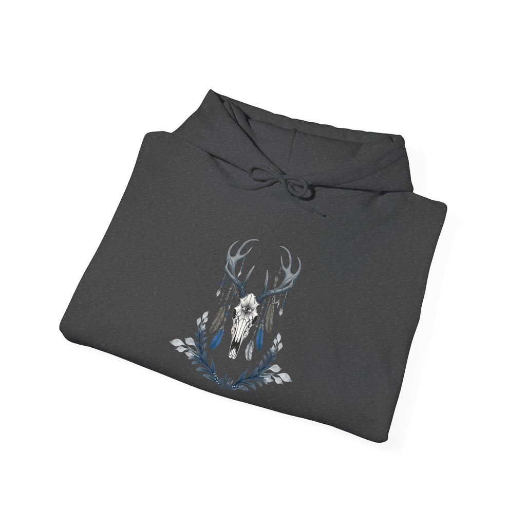 Deer Antler Floral Hoodie – Woodland Nature Graphic Sweatshirt
