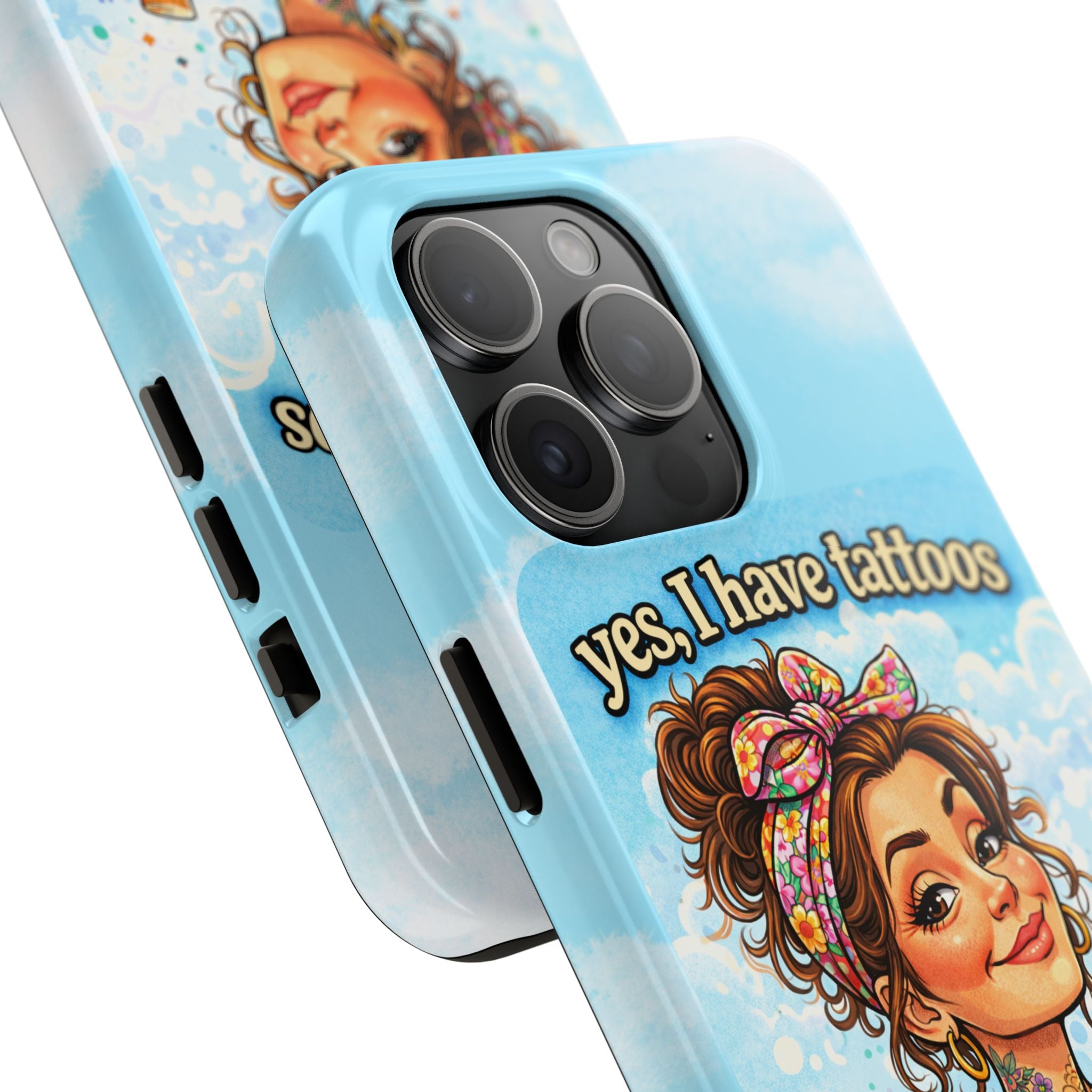 Phone Case — “Yes, I Have Tattoos” Floral Sticker-Loving Protective Case