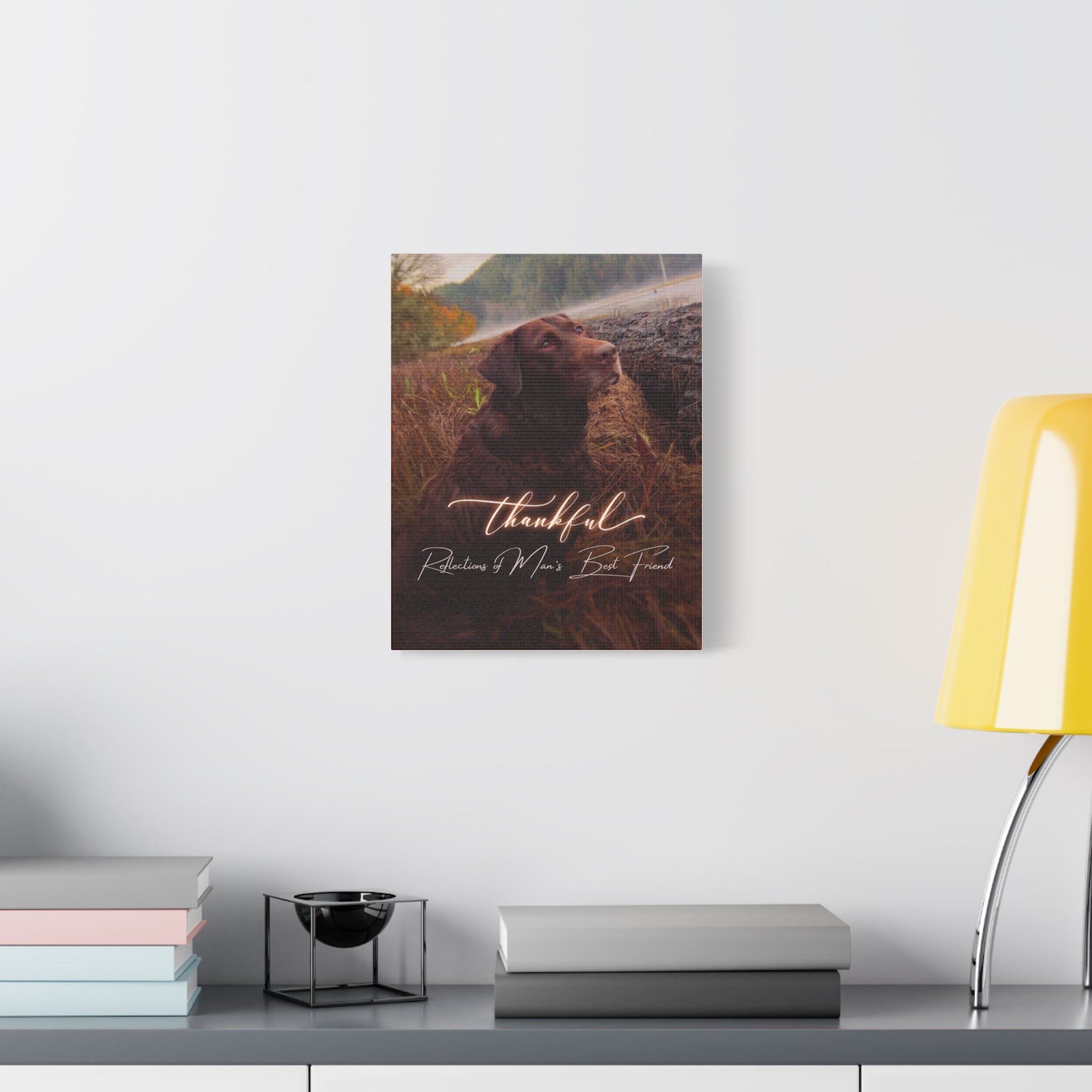 Canvas Wall Art — "Thankful" Dog Photo Matte Canvas (Stretched)