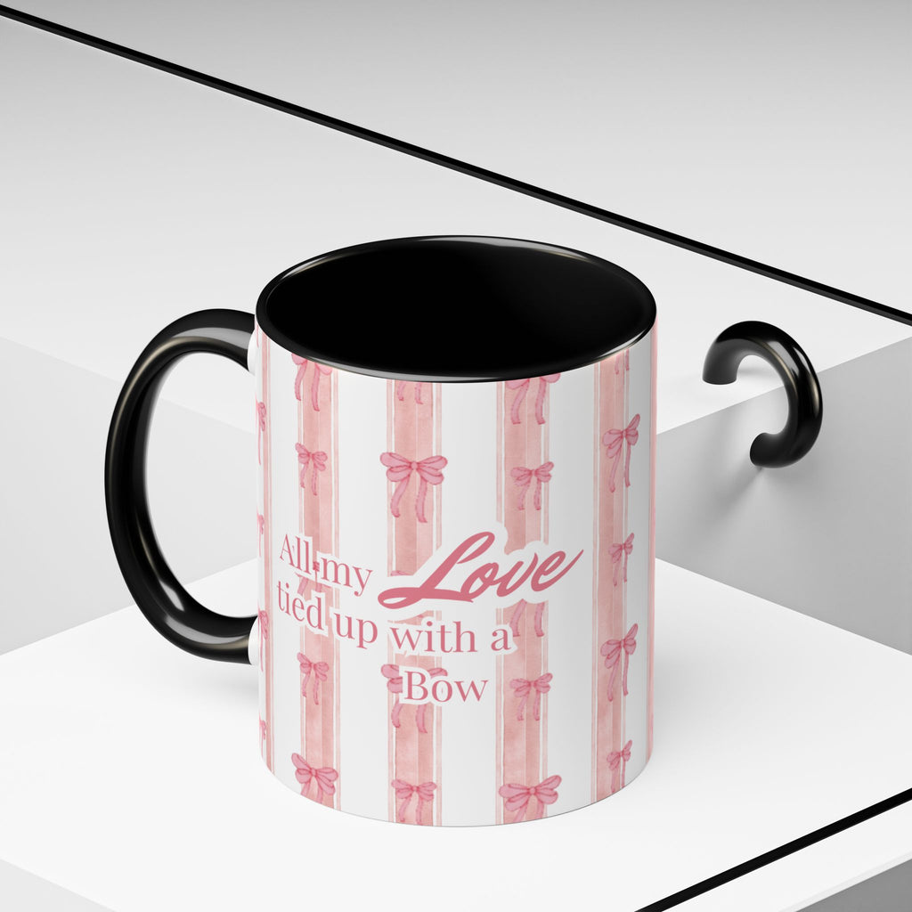 Pink Watercolor Bows Accent Mug | 11oz 15oz