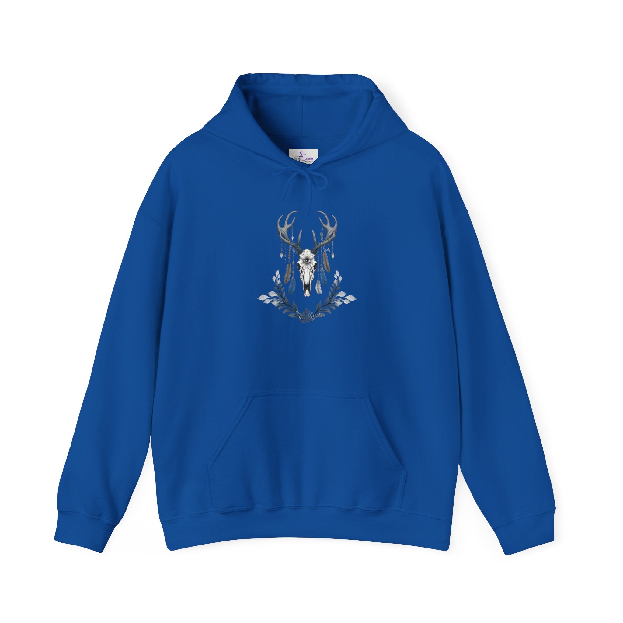 Deer Antler Floral Hoodie – Woodland Nature Graphic Sweatshirt