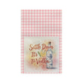 Settle Down It's Vodka Microfiber Tea Towel — Funny Bar Kitchen Towel, Pink Check Cocktail Gift