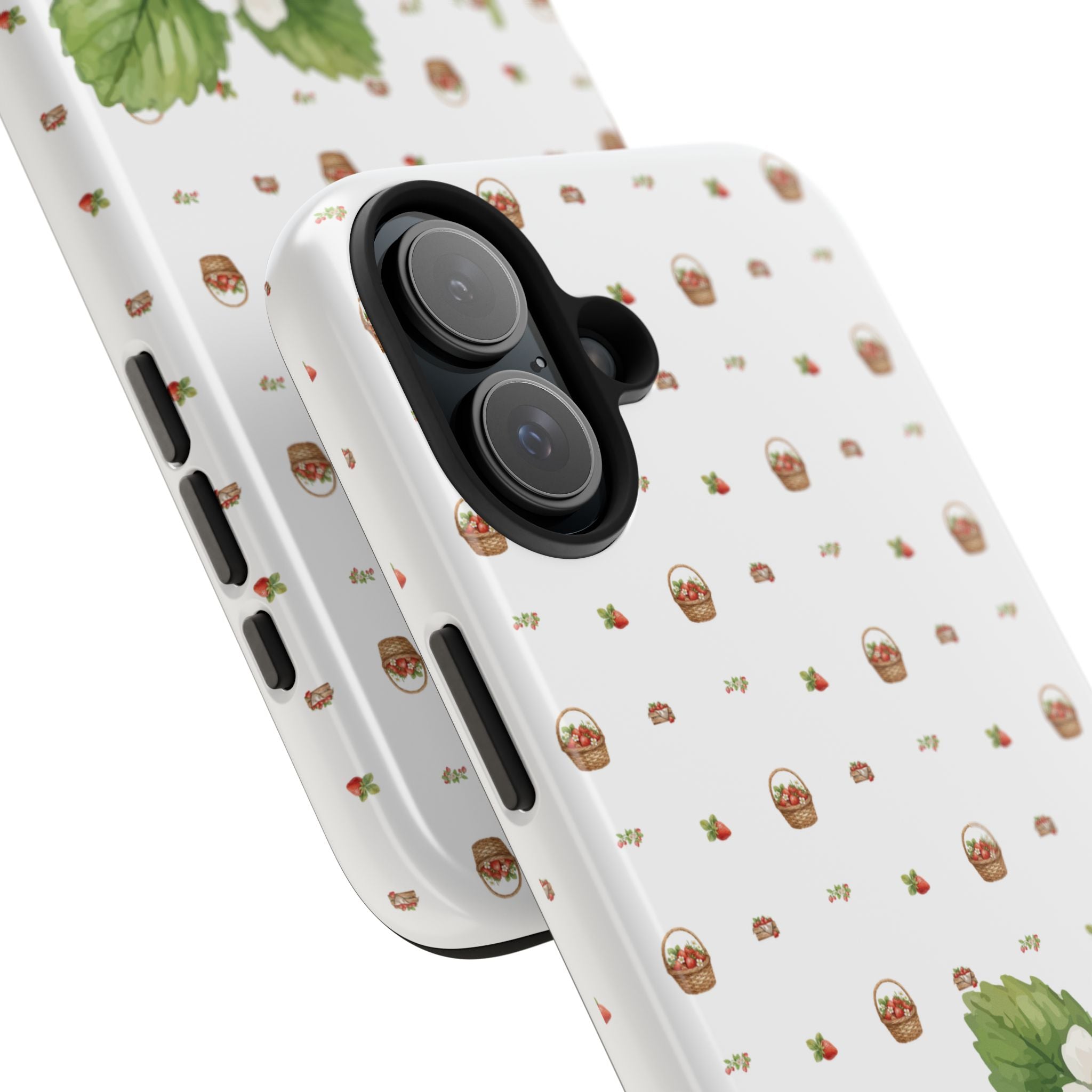 Strawberry Pattern Tough Phone Case — Vintage Botanical Fruit Design
