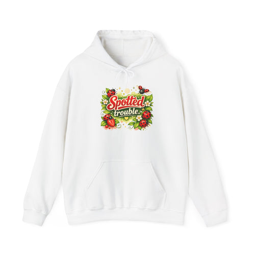 "Spotted Trouble" — ladybug Graphic Hooded Sweatshirt