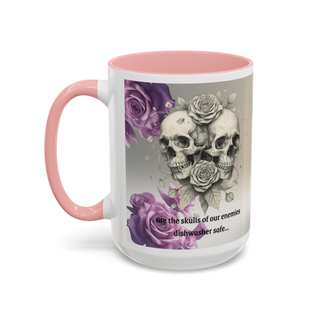 Coffee Mug — 'Waiting For A Friend' Purple Roses & Skull Accent