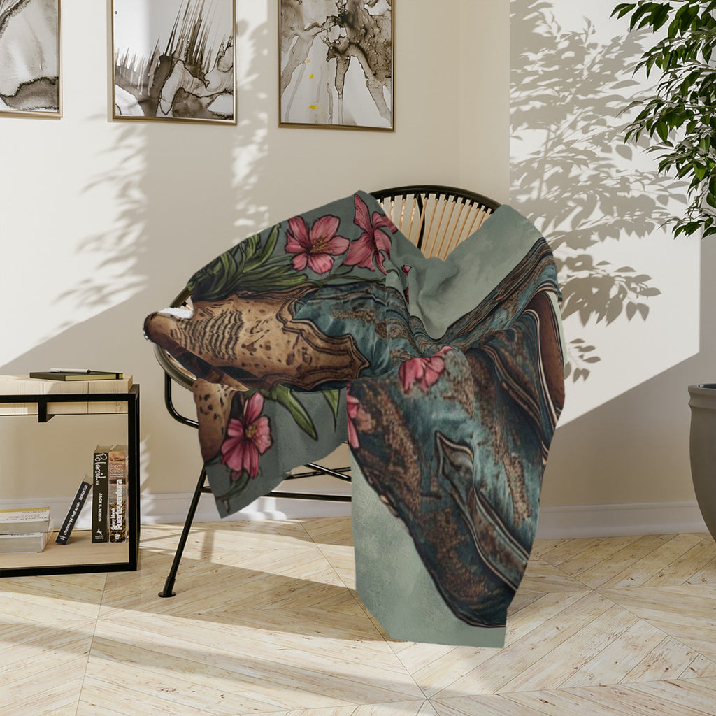 Cowboy Boots Floral Velveteen Blanket