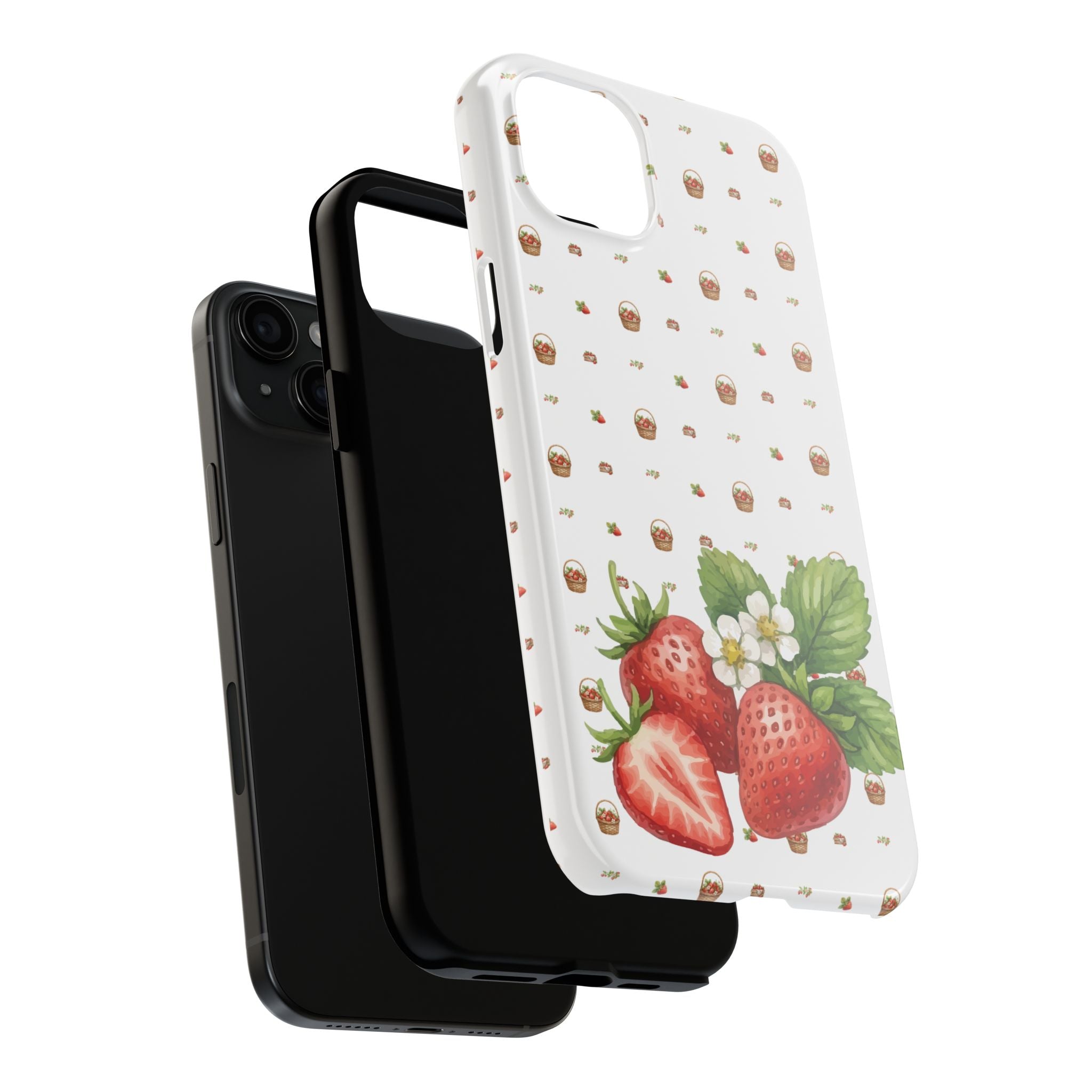 Strawberry Pattern Tough Phone Case — Vintage Botanical Fruit Design