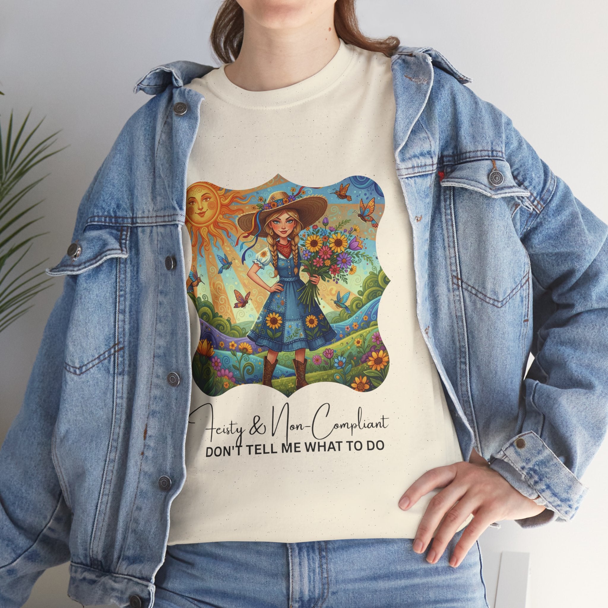 Summer Sunflower Scarecrow T-Shirt — "Don't Tell Me What To Do" Graphic Tee