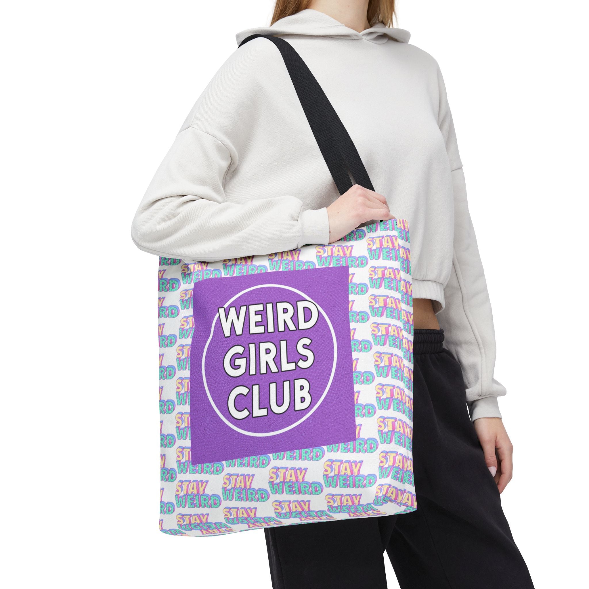 Weird Girls Club Tote Bag – 'Stay Weird' Pattern All-Over Print