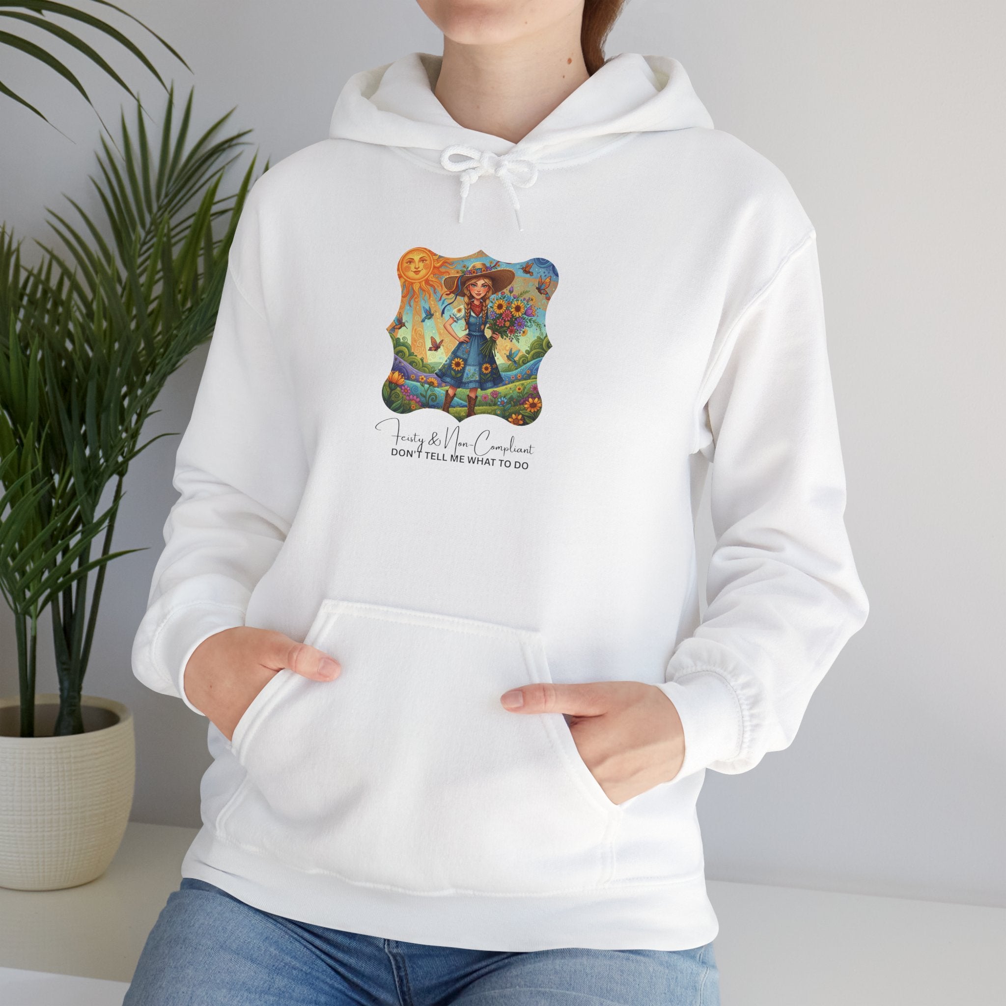 Whimsical Garden Hoodie — "FEISTY" Illustrated Comfort Sweatshirt