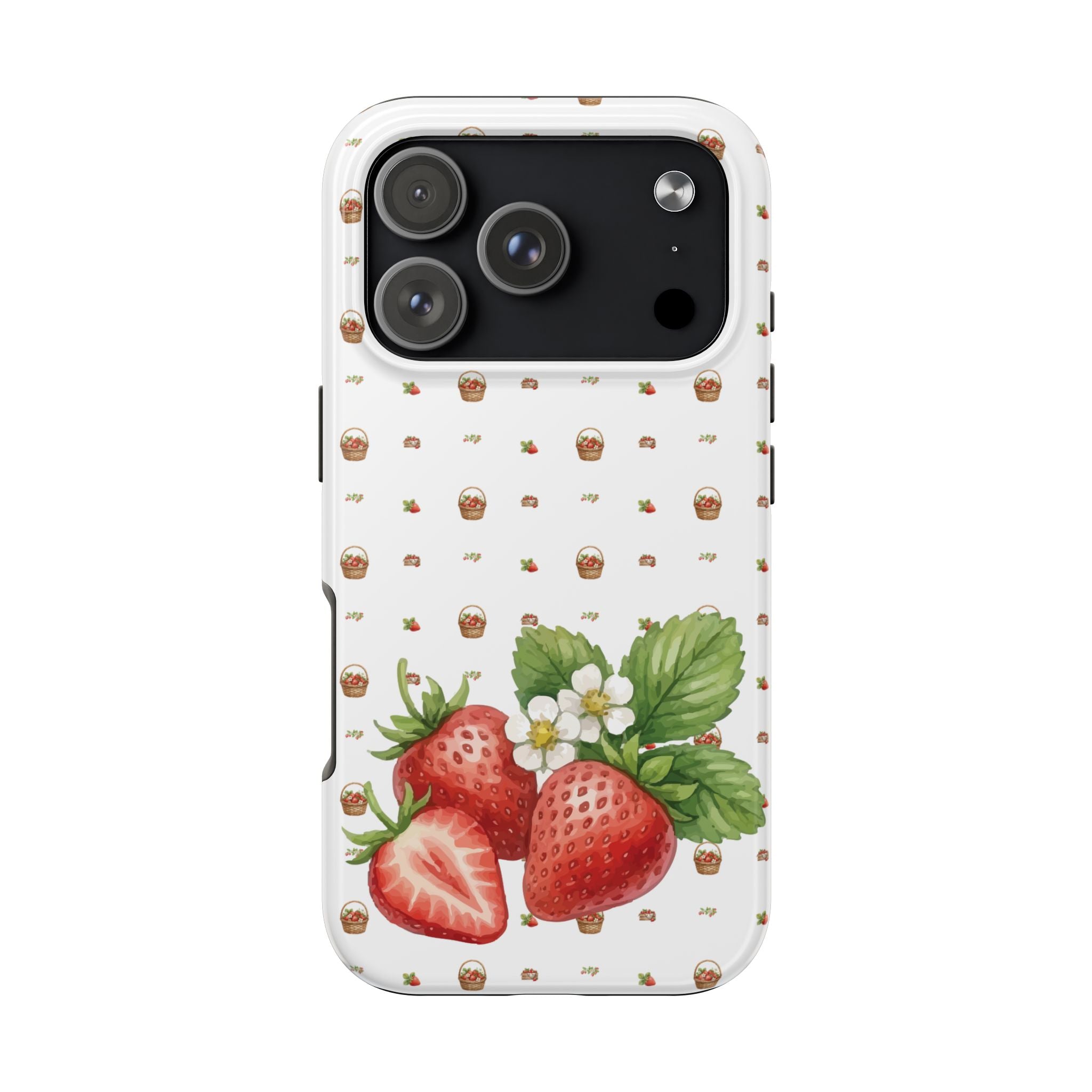 Strawberry Pattern Tough Phone Case — Vintage Botanical Fruit Design