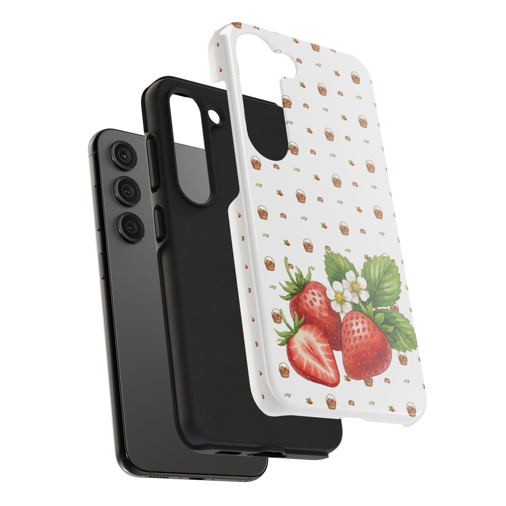 Strawberry Pattern Tough Phone Case — Vintage Botanical Fruit Design
