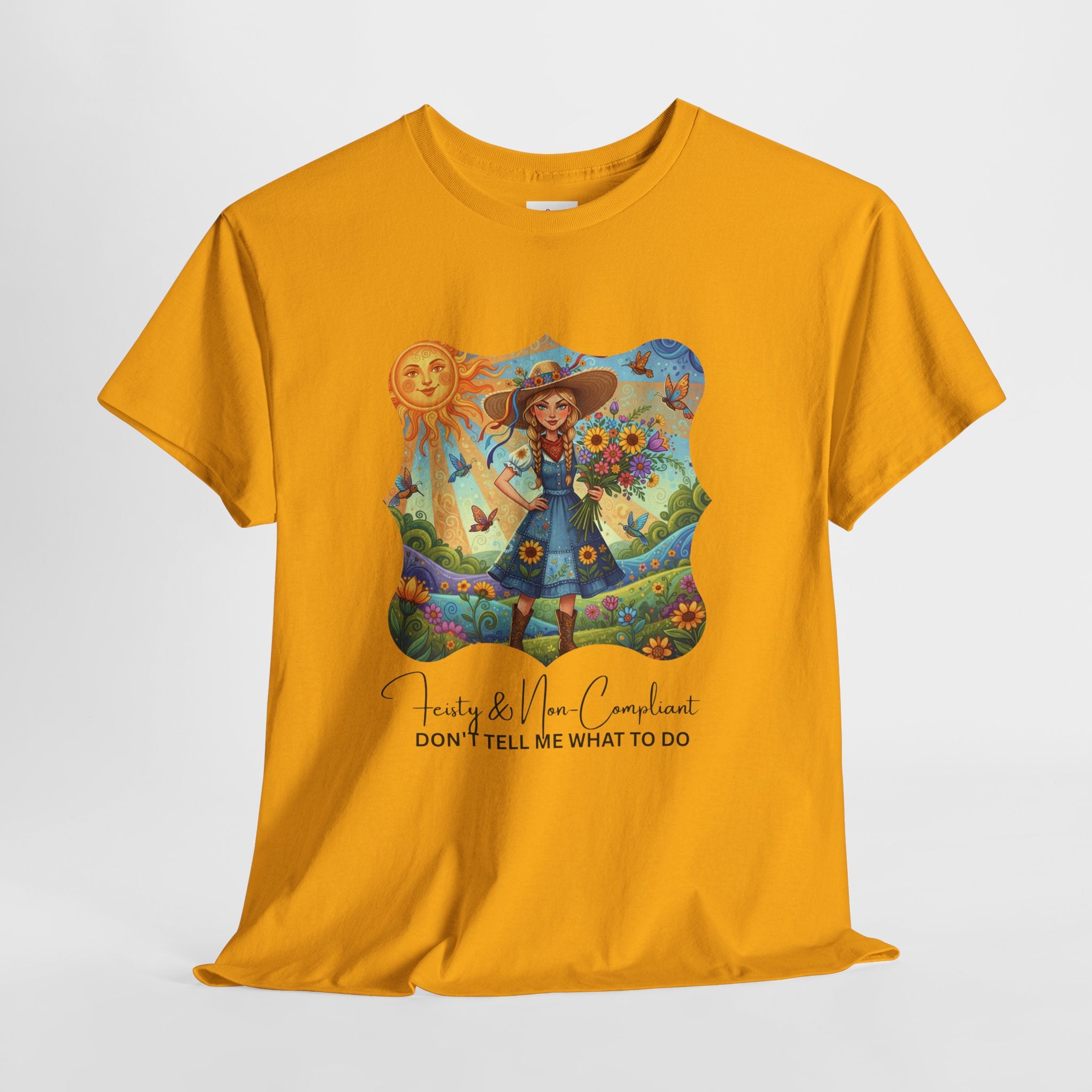 Summer Sunflower Scarecrow T-Shirt — "Don't Tell Me What To Do" Graphic Tee