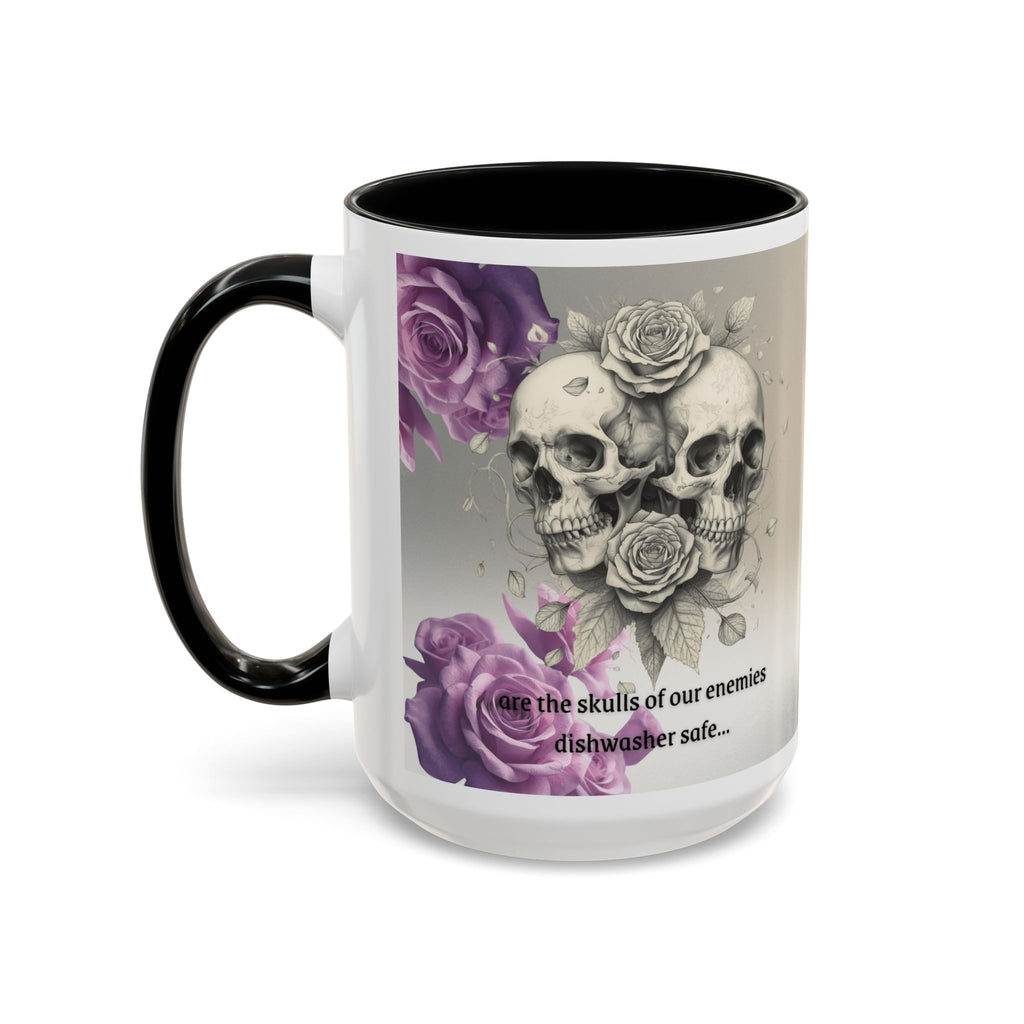 Coffee Mug — 'Waiting For A Friend' Purple Roses & Skull Accent