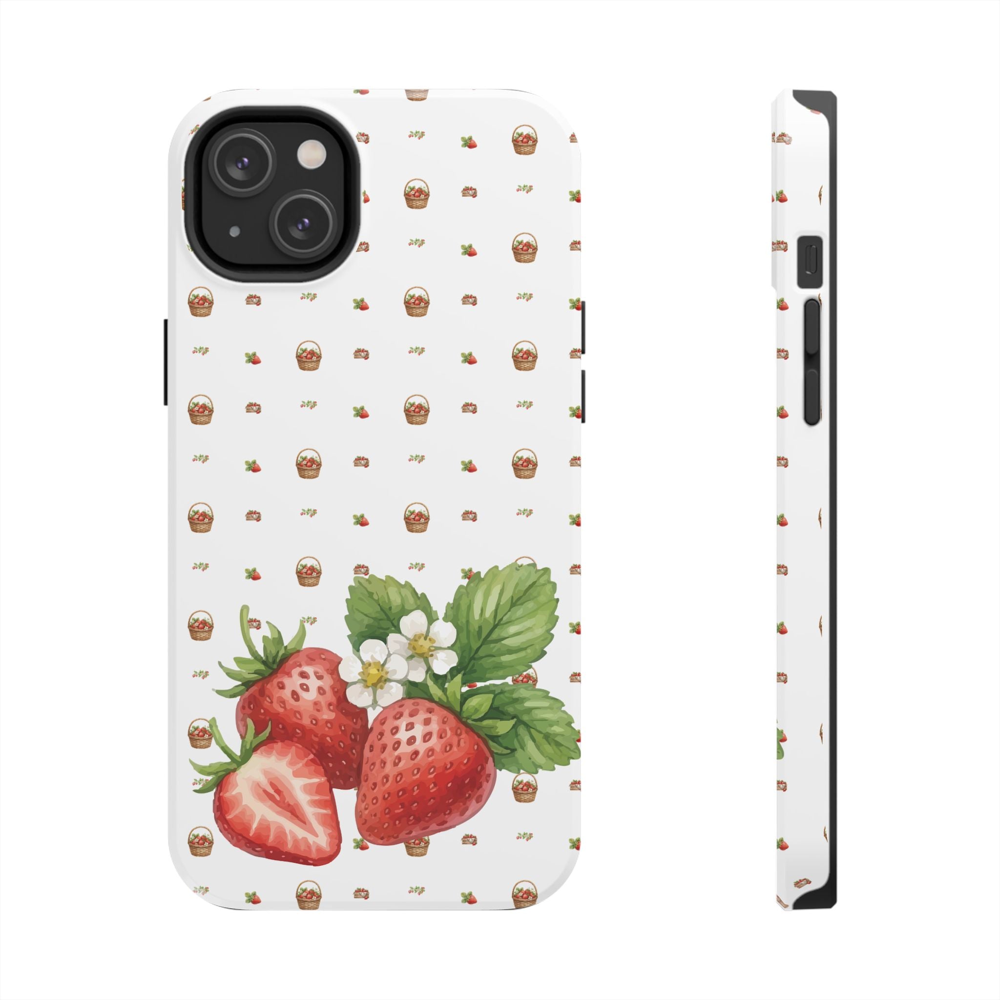 Strawberry Pattern Tough Phone Case — Vintage Botanical Fruit Design