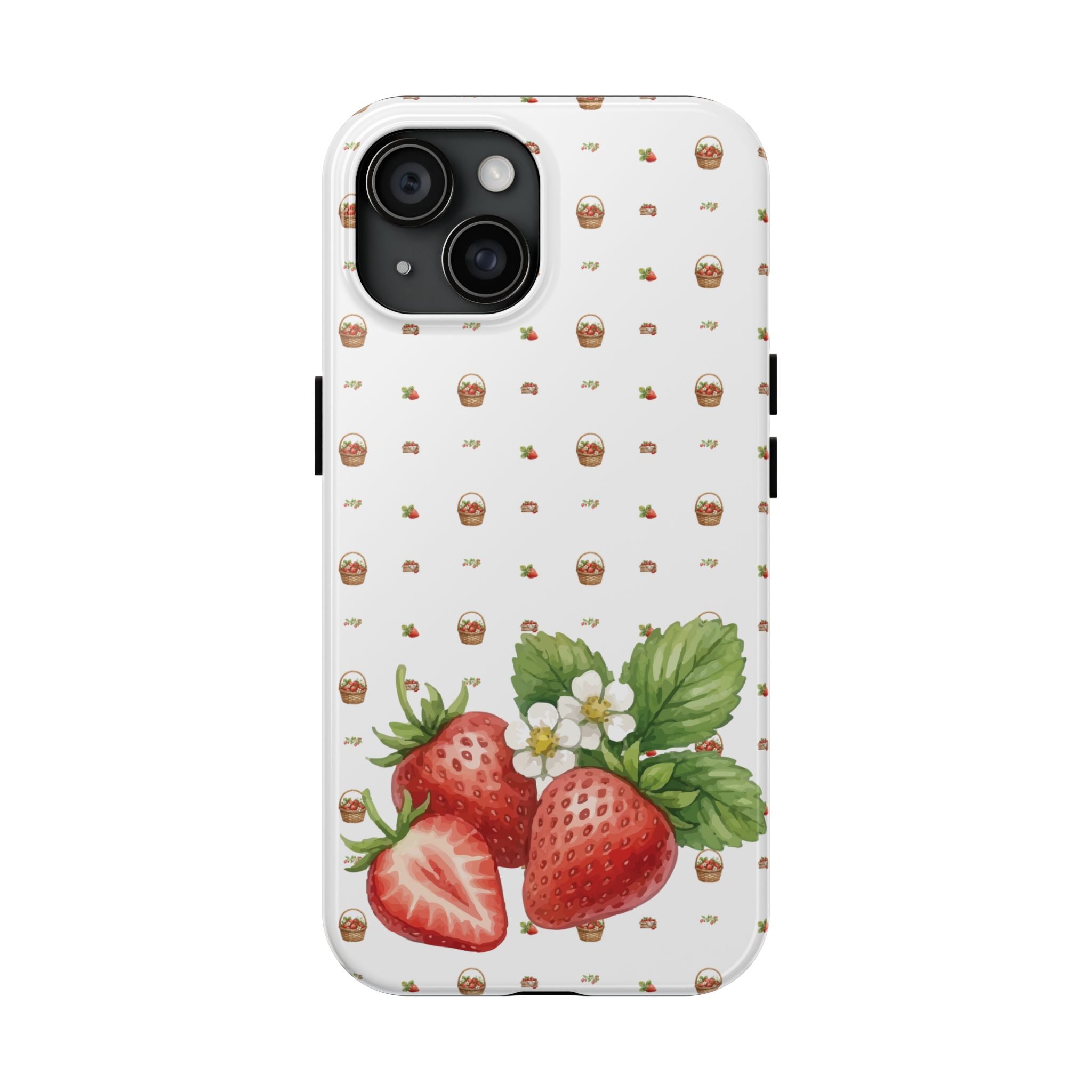 Strawberry Pattern Tough Phone Case — Vintage Botanical Fruit Design