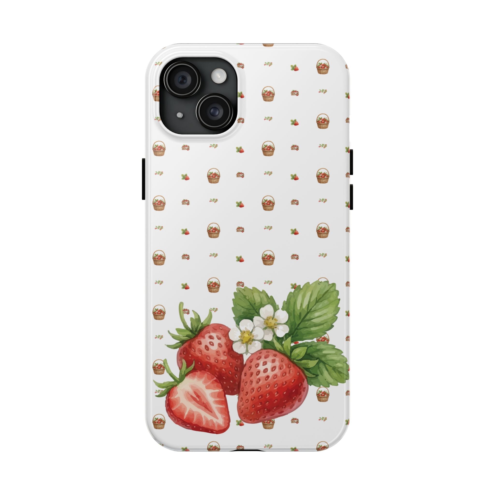 Strawberry Pattern Tough Phone Case — Vintage Botanical Fruit Design