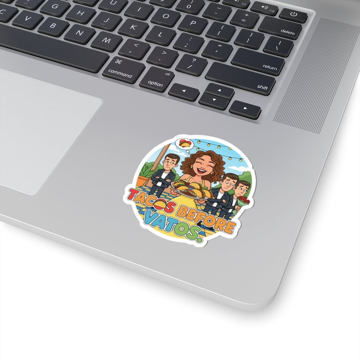 Kiss-Cut Sticker — "Tacos Before Vatos" Funny Foodie Sticker for Laptops, Water Bottles & Gifts