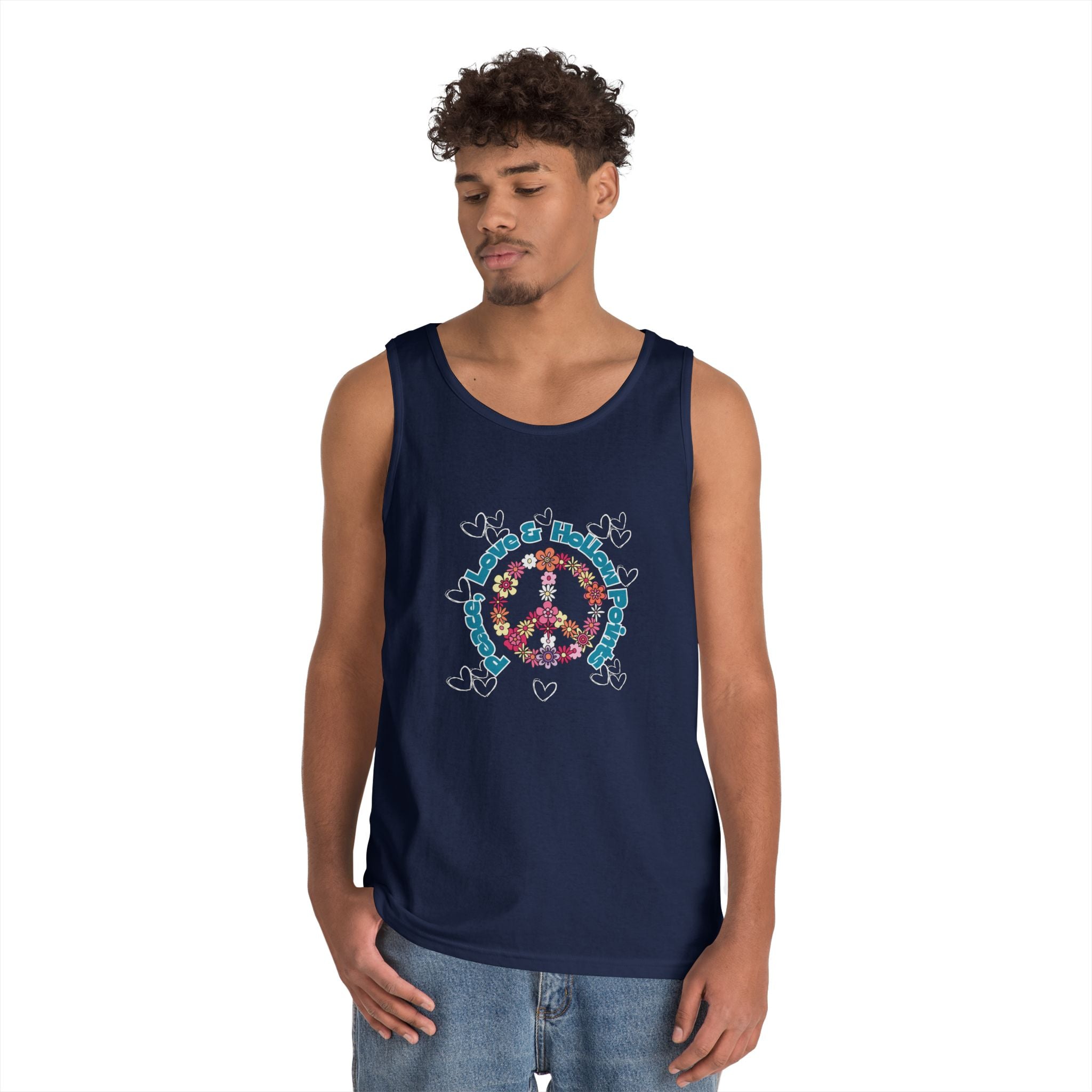 Peace, Love, Hollow Points Floral Tank — Funny Quote Graphic Tank Top