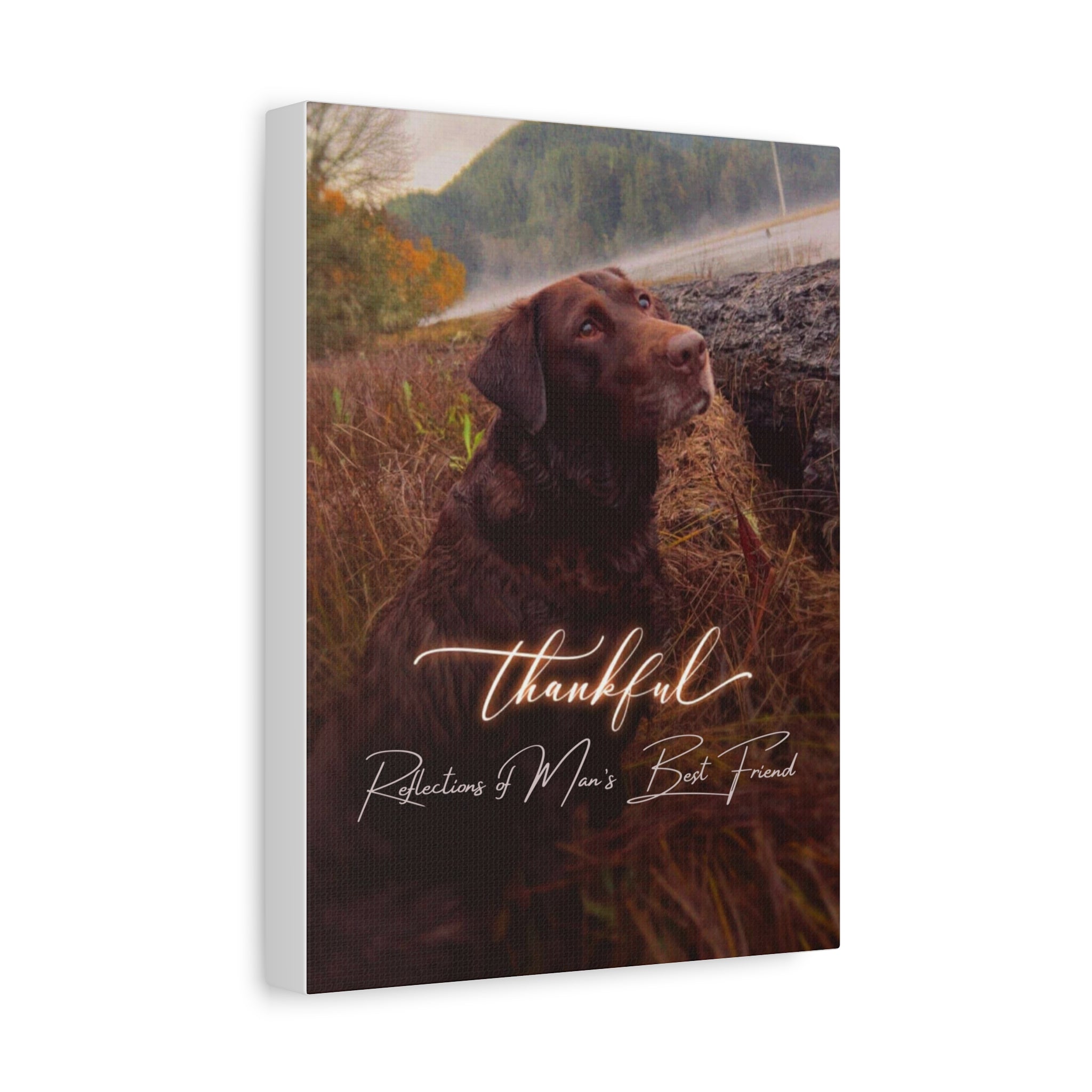 Canvas Wall Art — "Thankful" Dog Photo Matte Canvas (Stretched)