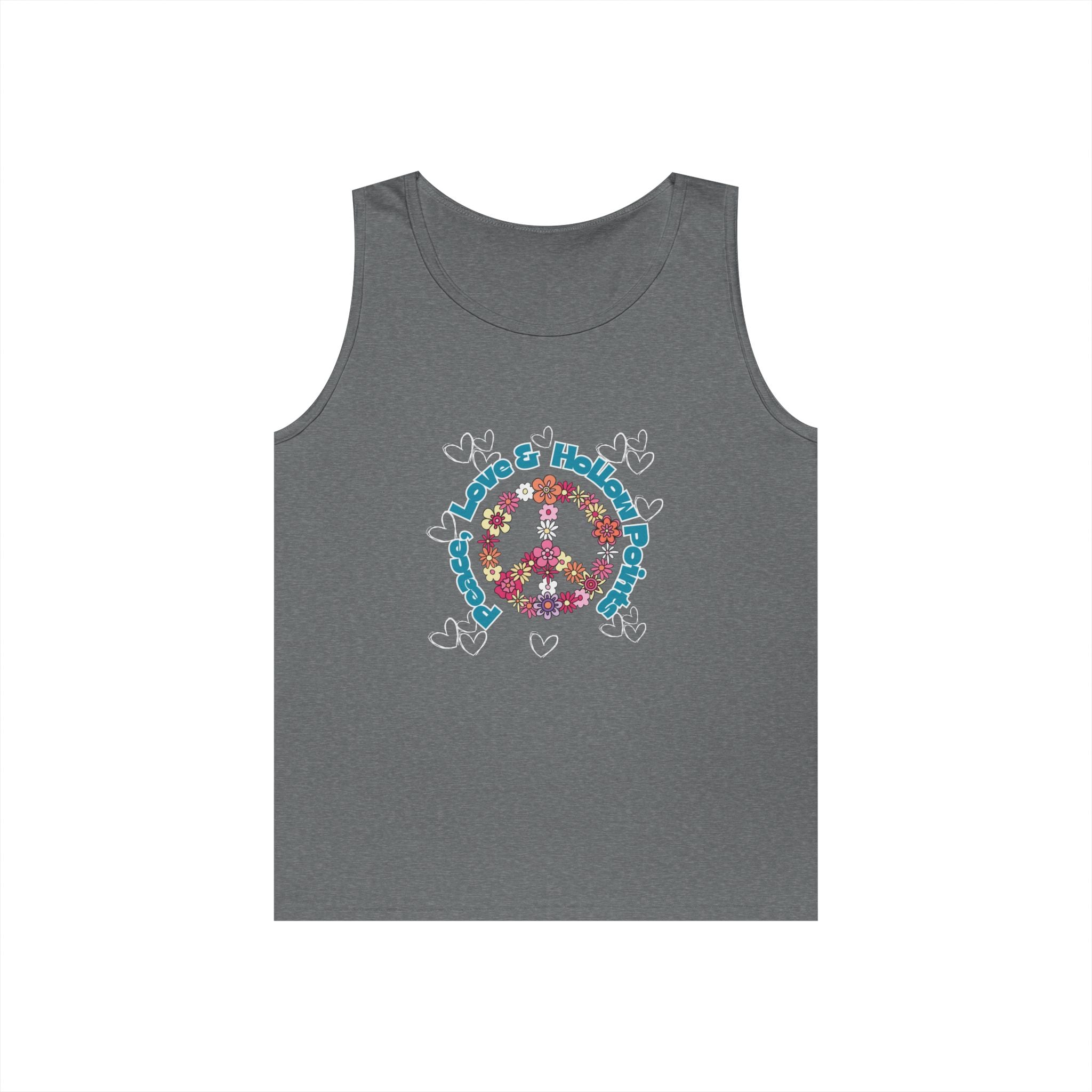 Peace, Love, Hollow Points Floral Tank — Funny Quote Graphic Tank Top