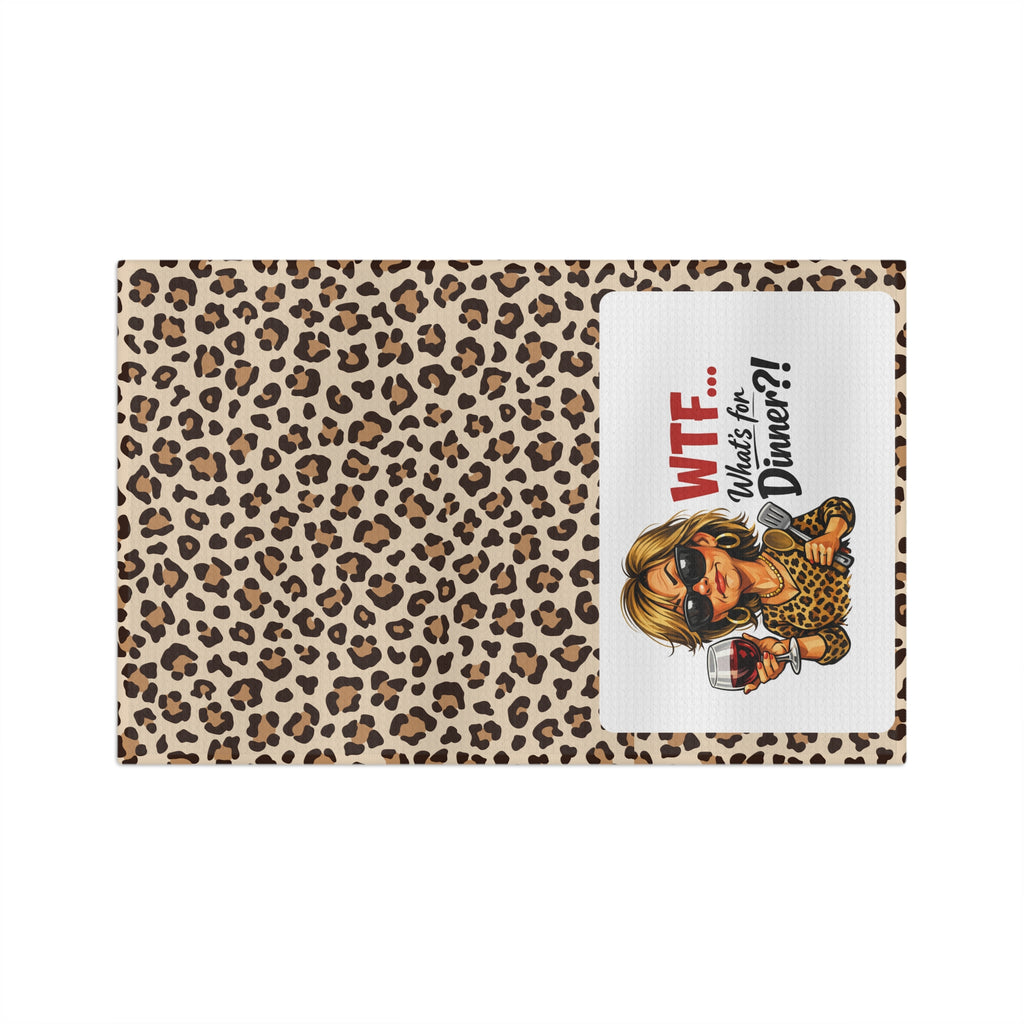 Leopard 'WTF... What's for Dinner?!' Microfiber Tea Towel
