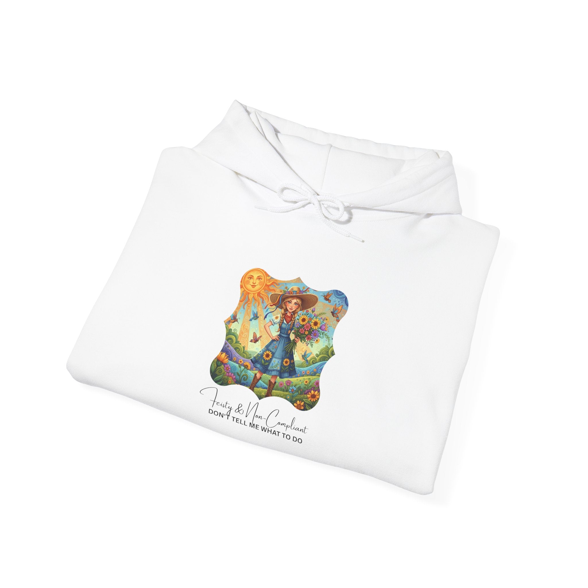 Whimsical Garden Hoodie — "FEISTY" Illustrated Comfort Sweatshirt