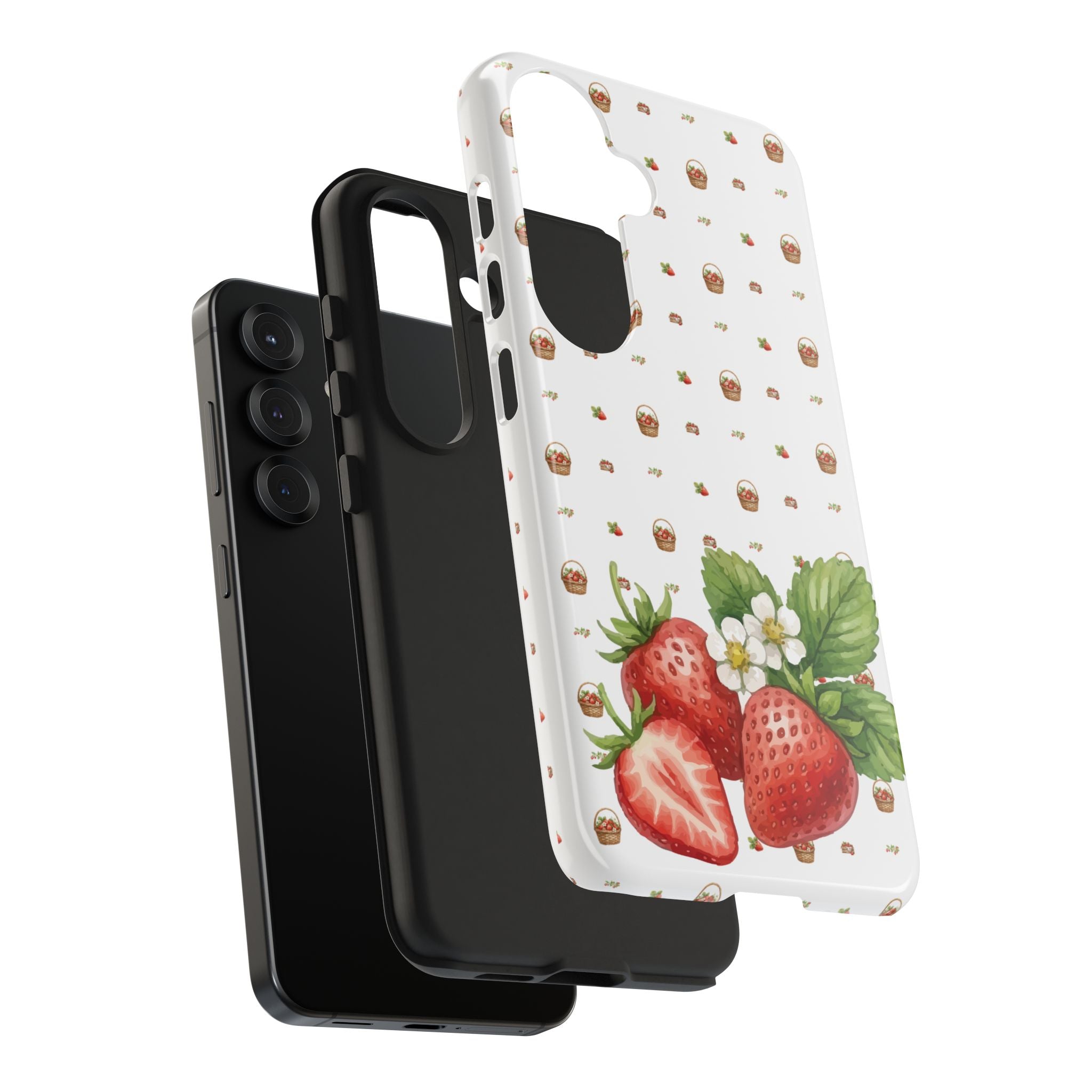 Strawberry Pattern Tough Phone Case — Vintage Botanical Fruit Design
