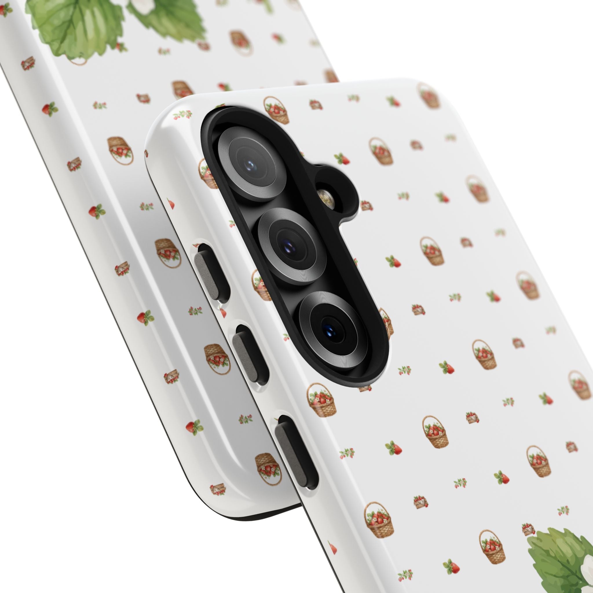 Strawberry Pattern Tough Phone Case — Vintage Botanical Fruit Design