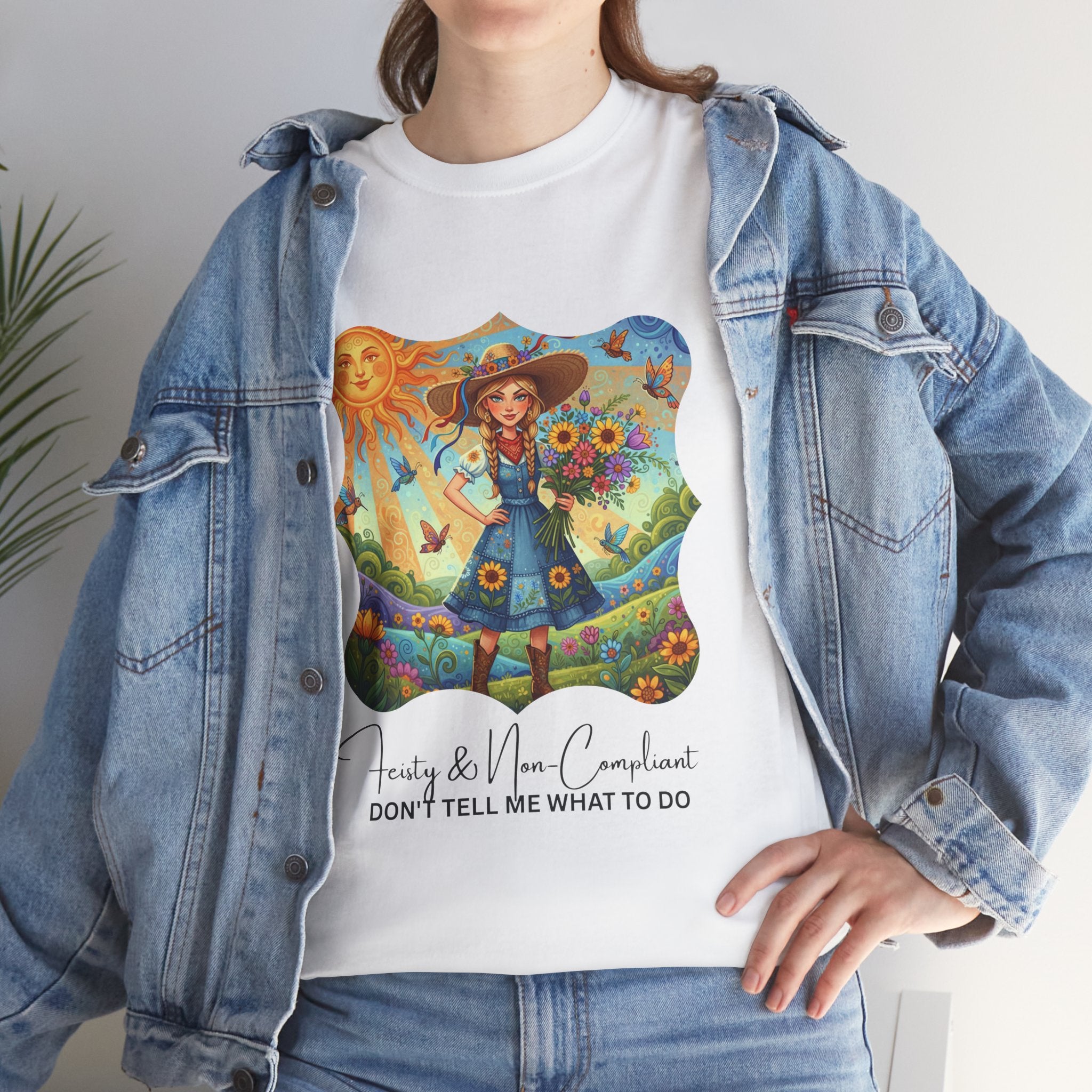Summer Sunflower Scarecrow T-Shirt — "Don't Tell Me What To Do" Graphic Tee