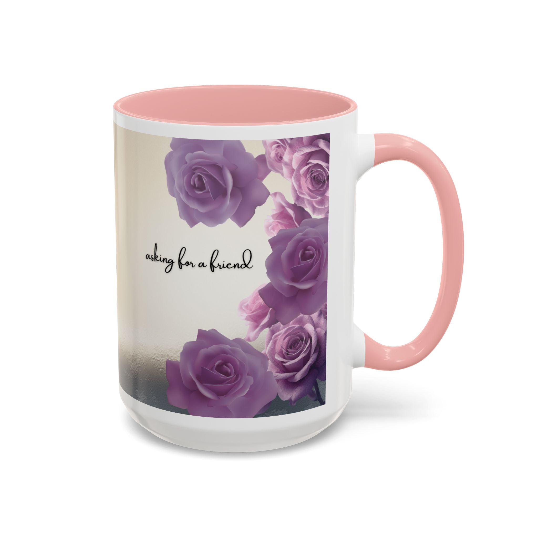 Coffee Mug — 'Waiting For A Friend' Purple Roses & Skull Accent