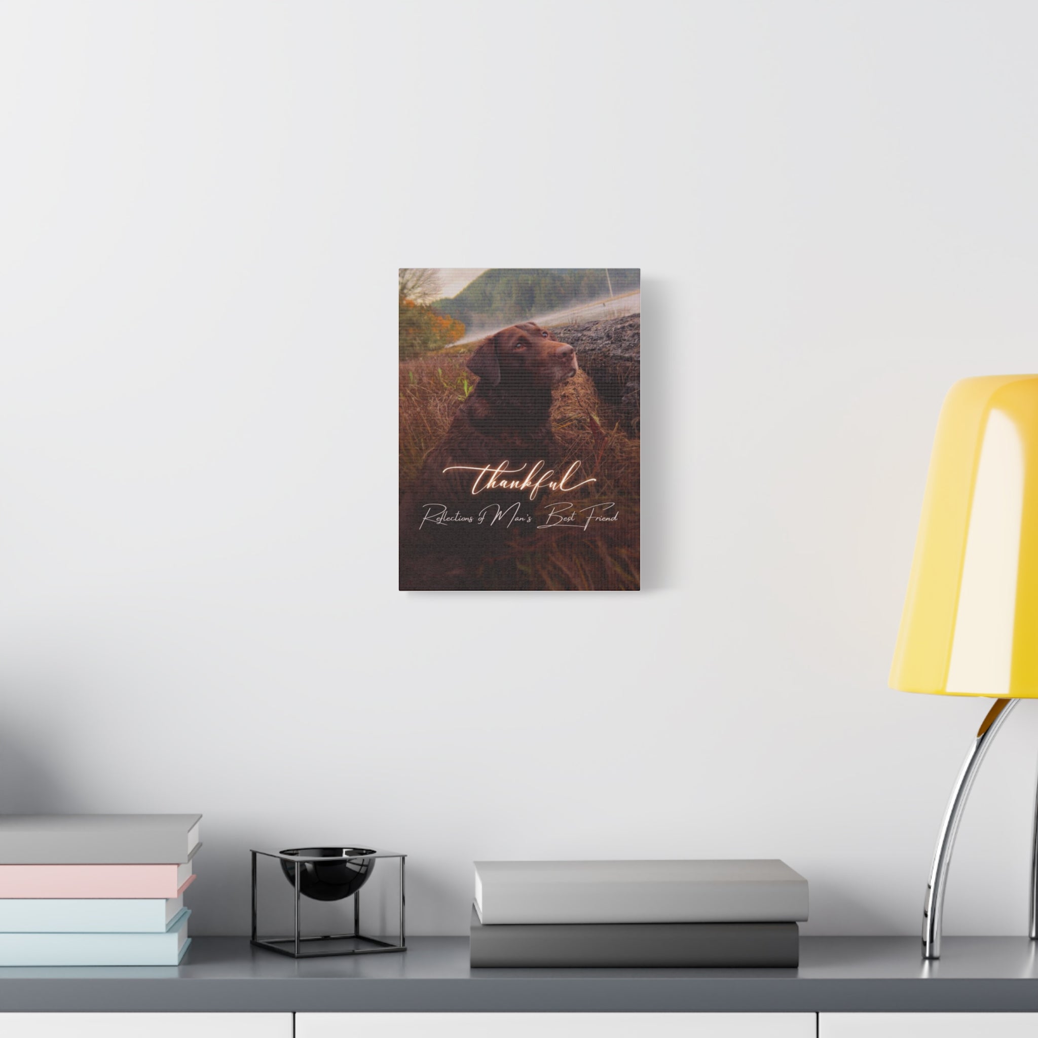 Canvas Wall Art — "Thankful" Dog Photo Matte Canvas (Stretched)