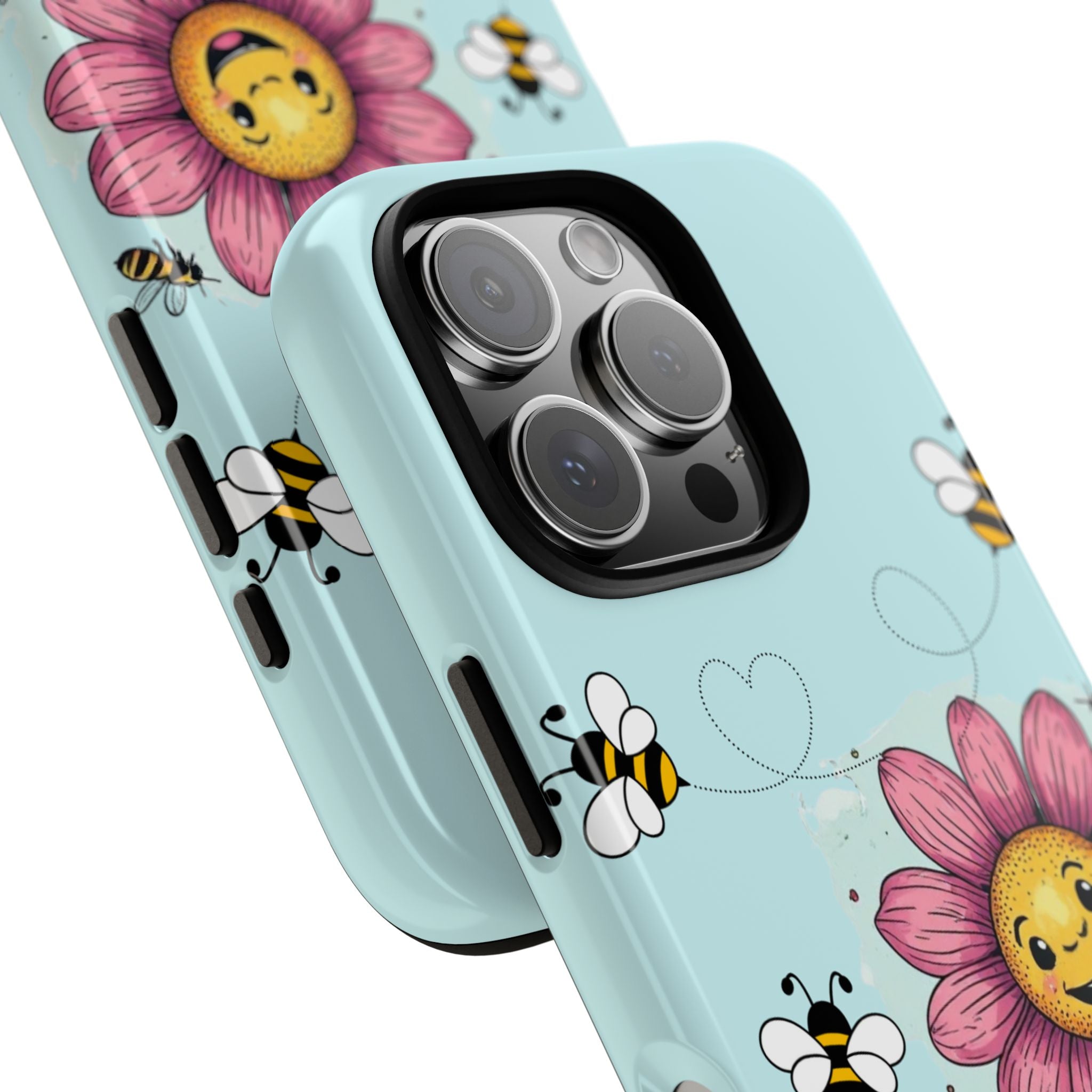 Cute Bee & Smiley Flower Phone Case — Floral Garden Protective Cover
