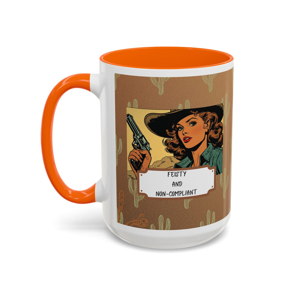 Feisty & Non-Compliant with a Southwest Flare Coffee Mug – Rustic Desert Pattern