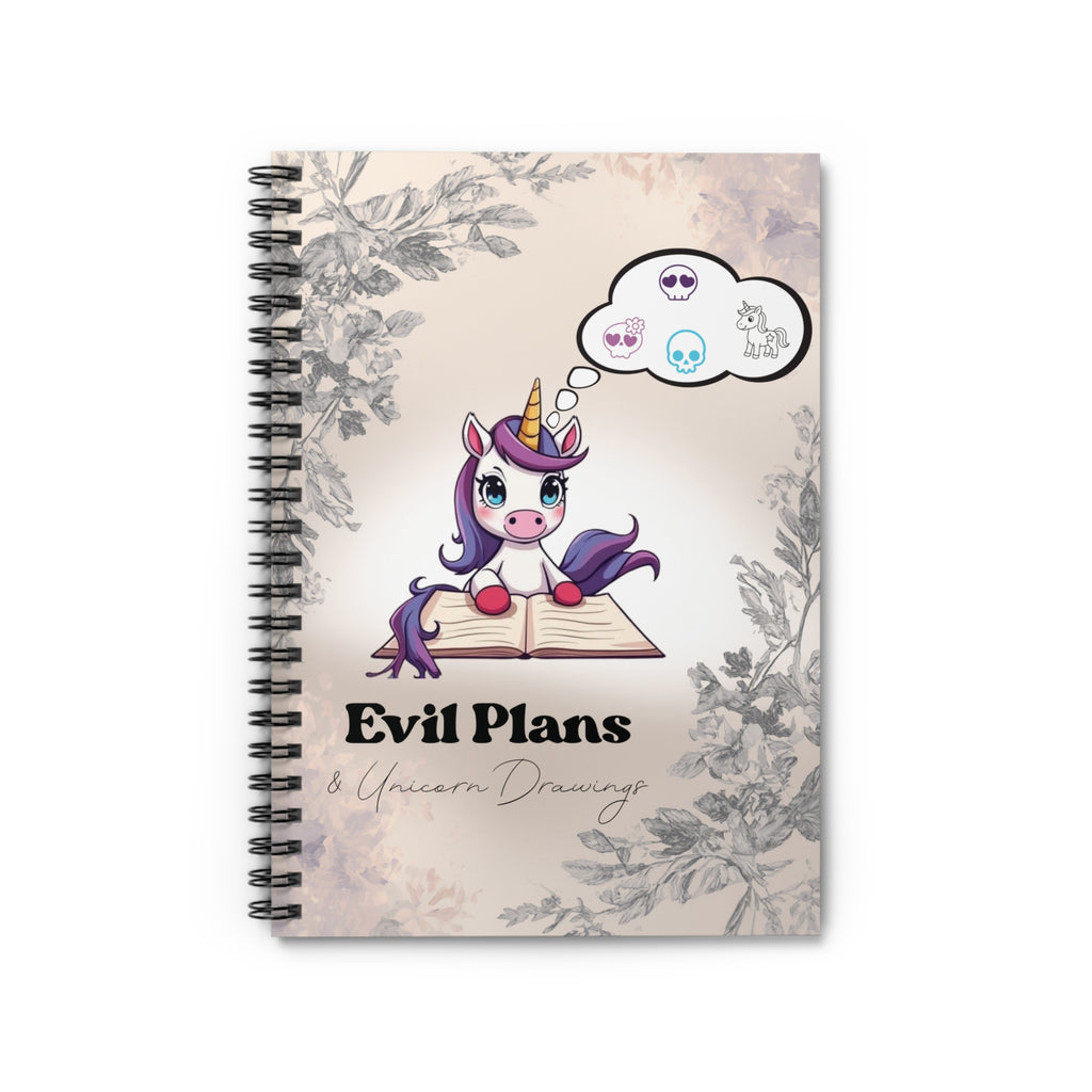 Evil Plans Unicorn Spiral Notebook — Ruled Journal for Notes & Sketches