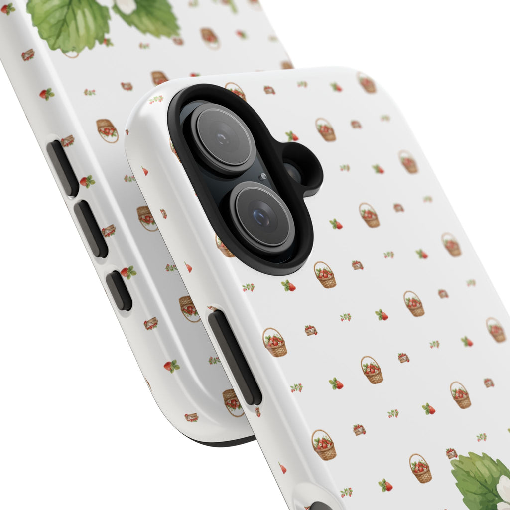 Strawberry Pattern Tough Phone Case — Vintage Botanical Fruit Design