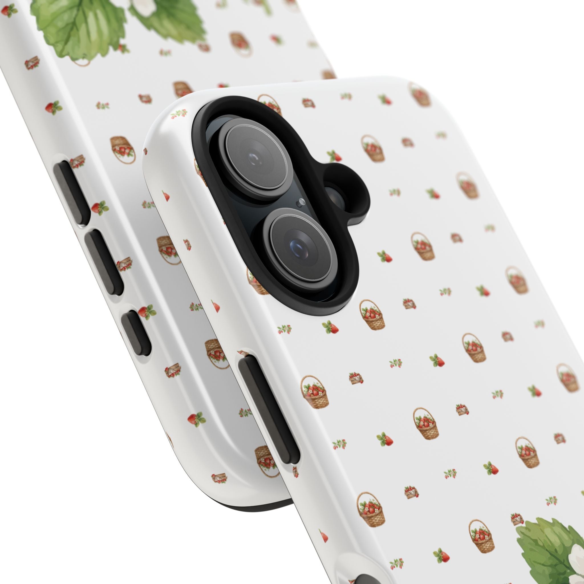 Strawberry Pattern Tough Phone Case — Vintage Botanical Fruit Design