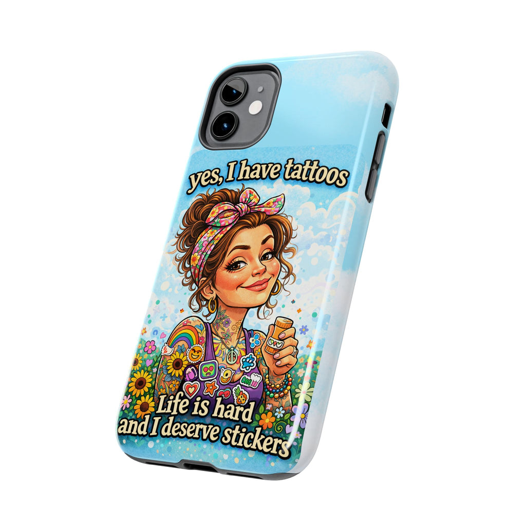 Phone Case — “Yes, I Have Tattoos” Floral Sticker-Loving Protective Case