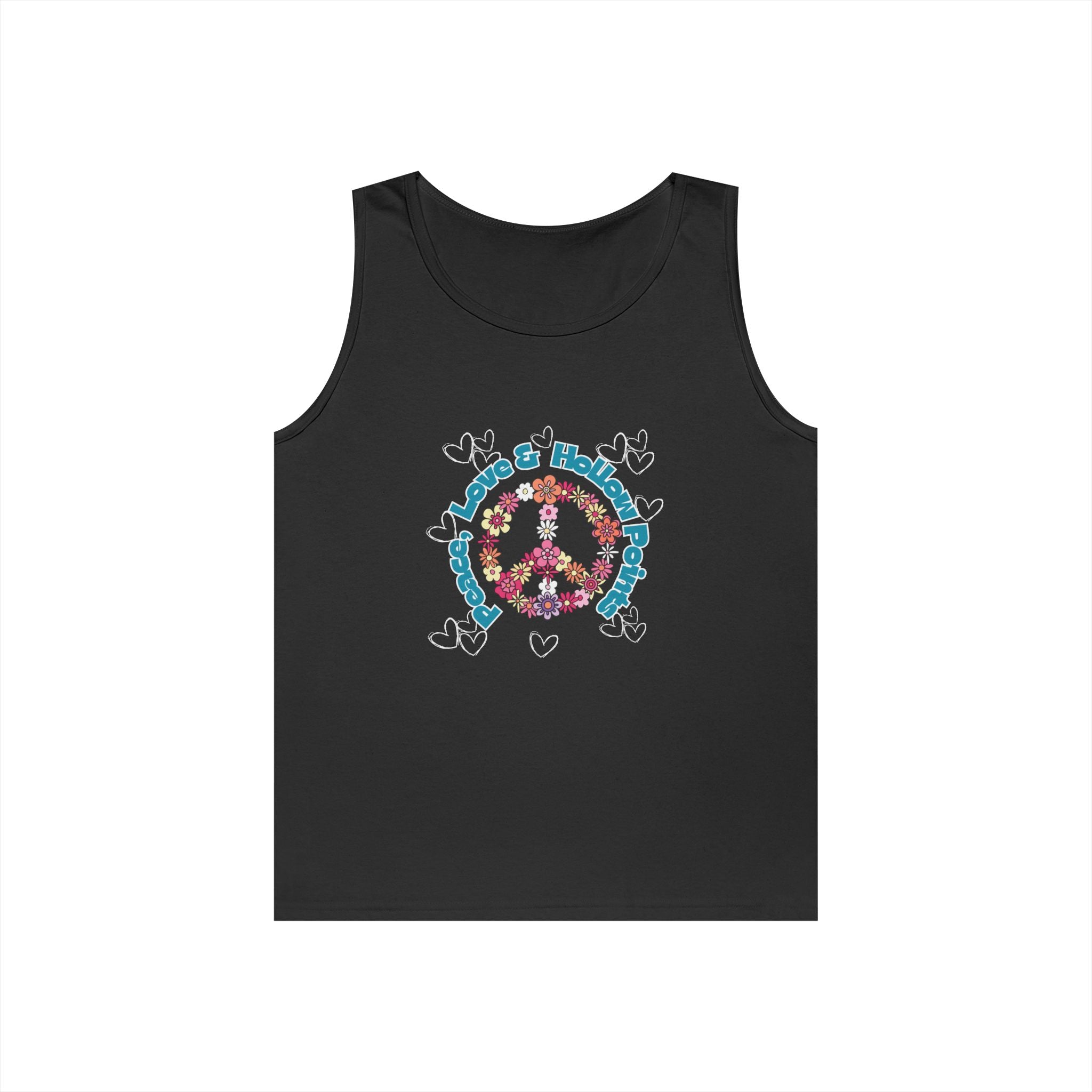 Peace, Love, Hollow Points Floral Tank — Funny Quote Graphic Tank Top