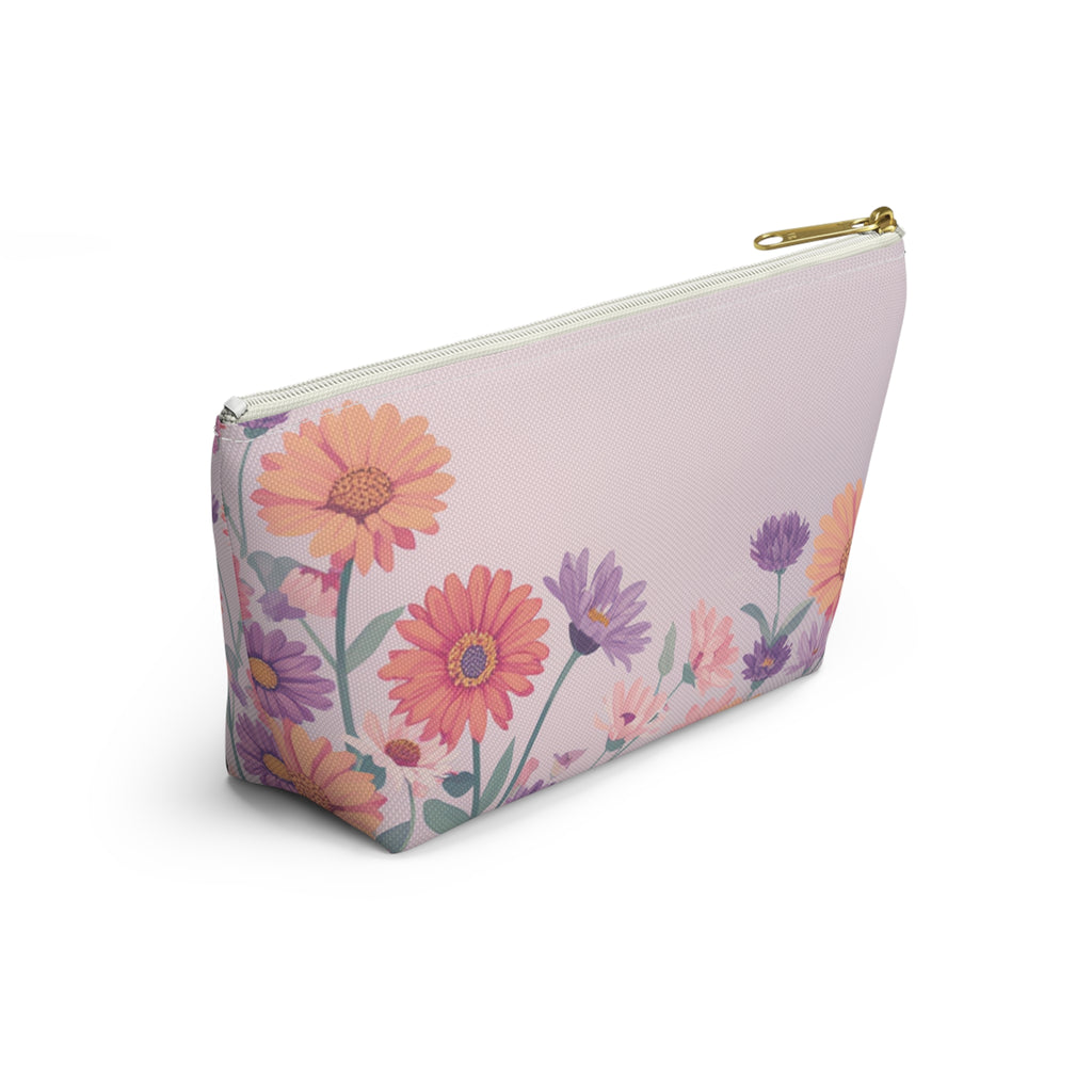 Frog in Bloom "Momma's Garden Bag" Floral Accessory Pouch — Cute Zippered Bag with T‑Bottom
