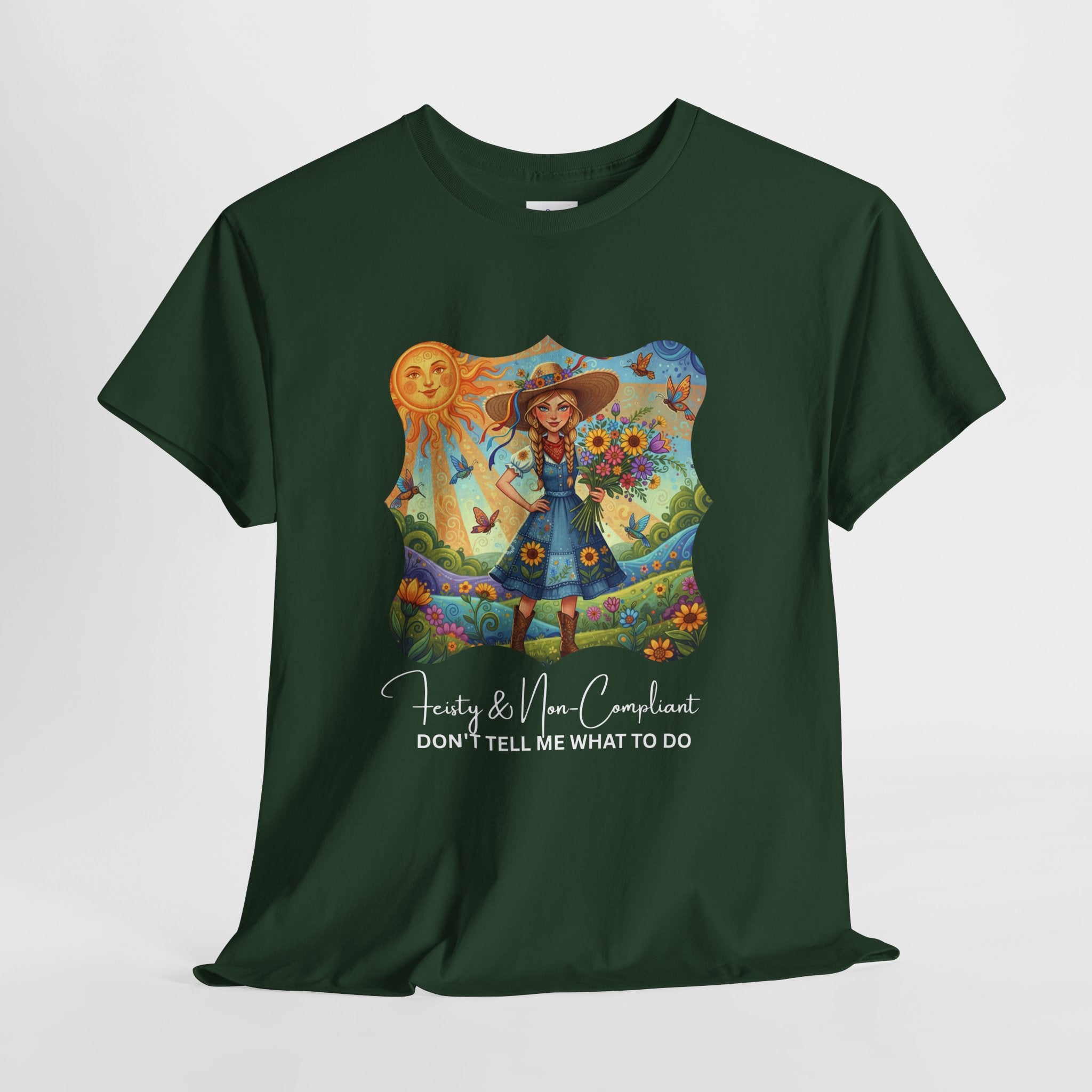 Summer Sunflower Scarecrow T-Shirt — "Don't Tell Me What To Do" Graphic Tee
