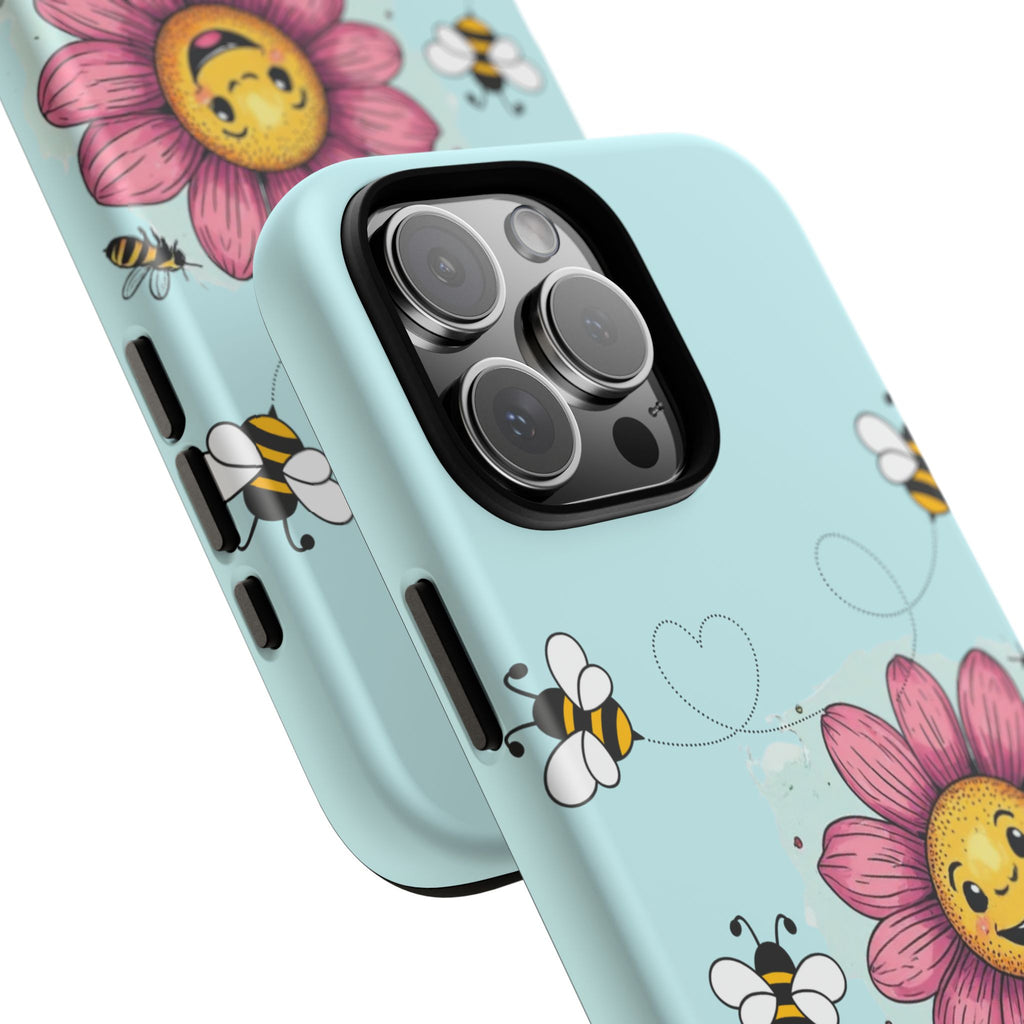 Cute Bee & Smiley Flower Phone Case — Floral Garden Protective Cover