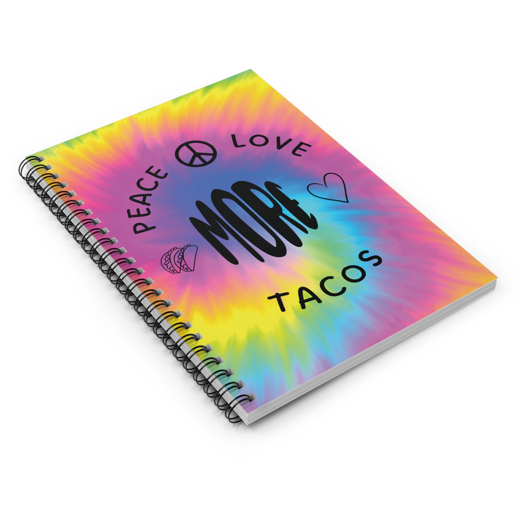 Spiral Notebook — "Peace Love More Tacos" Tie-Dye Journal